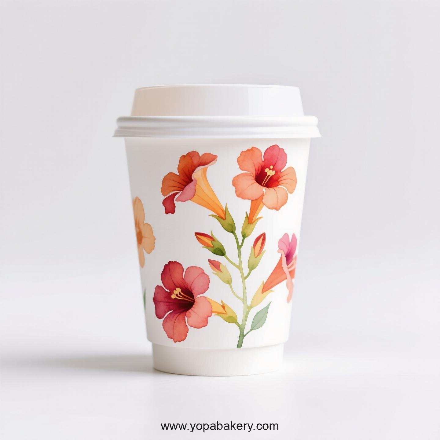 Trumpet Creeper Design Coffee Paper Cups Supplier: No Sleeves Required