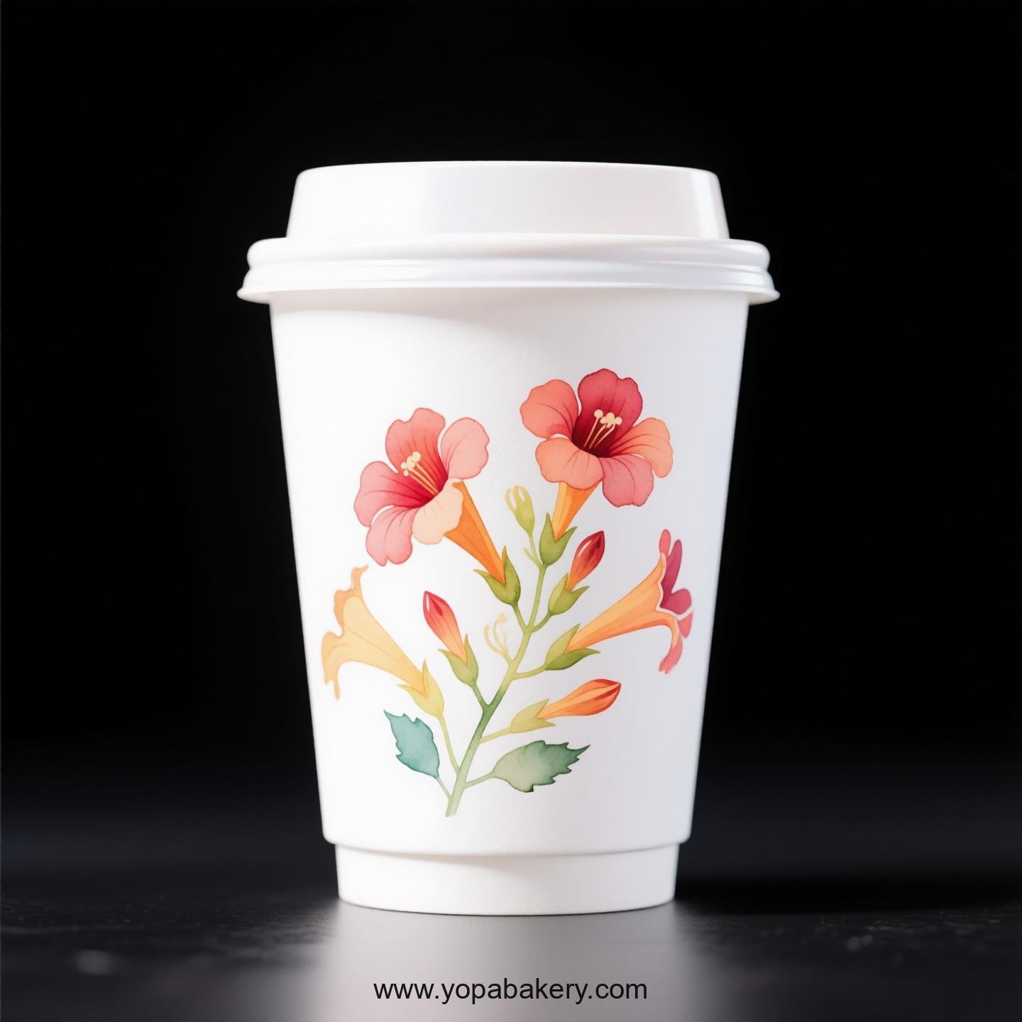 Trumpet Creeper Design Coffee Paper Cups Supplier: No Sleeves Required
