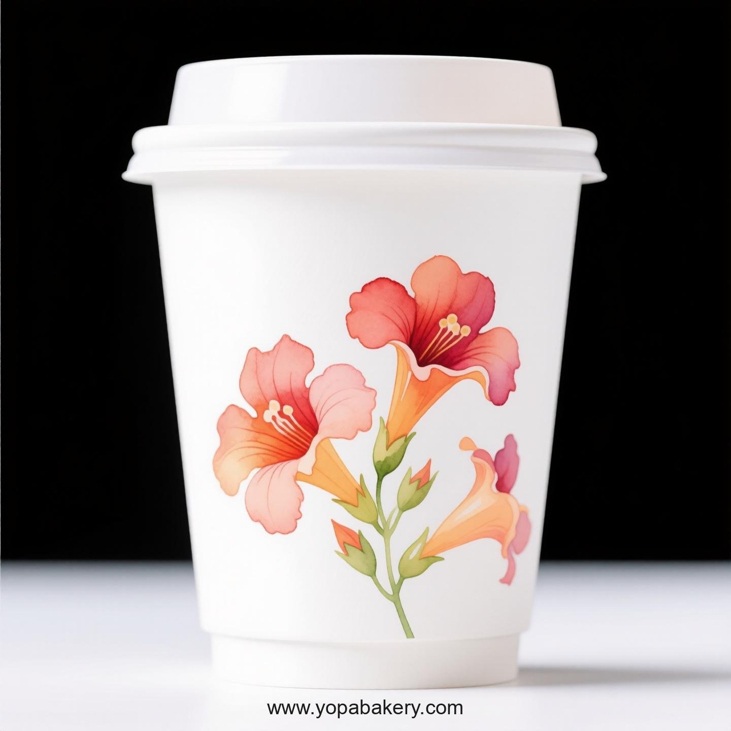 Trumpet Creeper Design Coffee Paper Cups Supplier: No Sleeves Required
