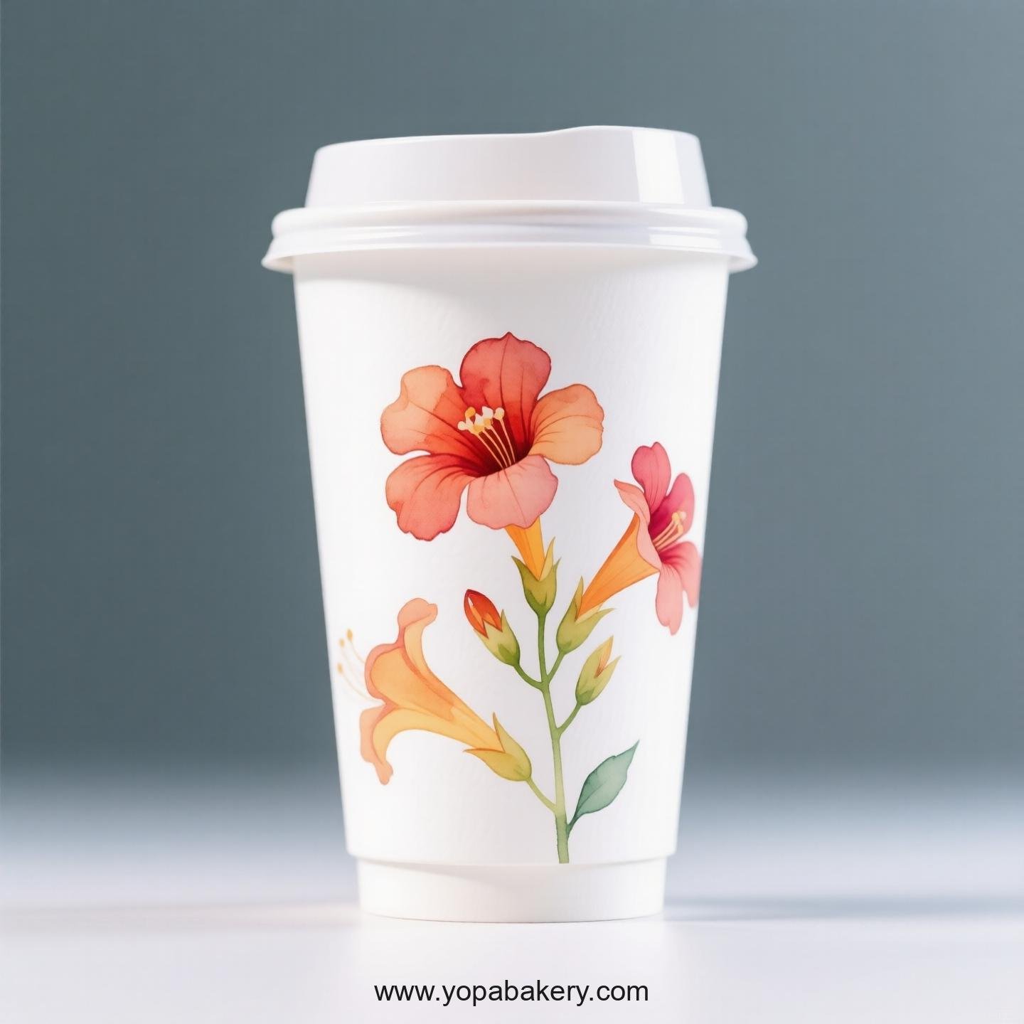 Trumpet Creeper Design Coffee Paper Cups Supplier: No Sleeves Required