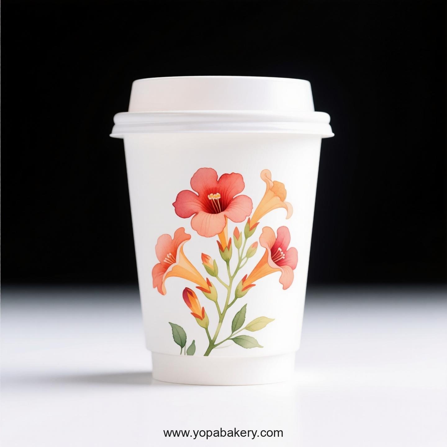Trumpet Creeper Design Coffee Paper Cups Supplier: No Sleeves Required