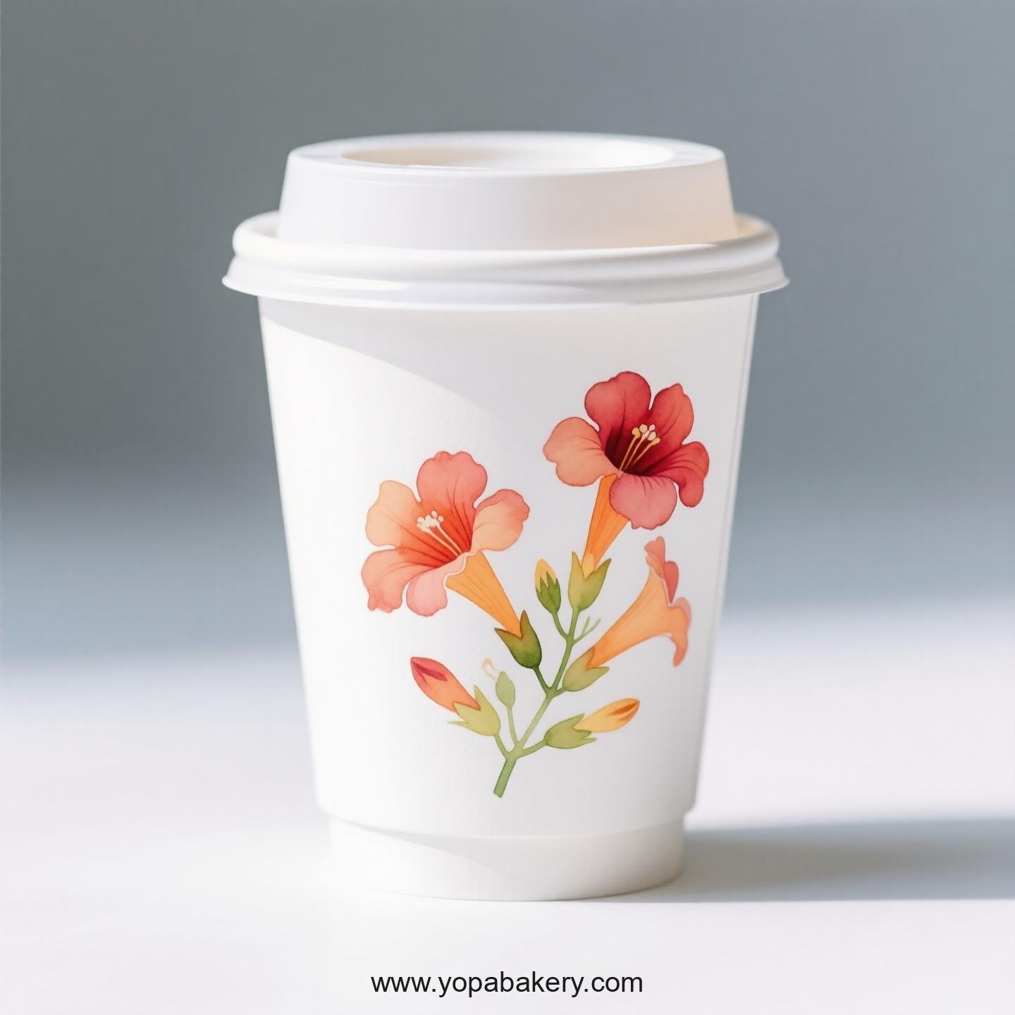 Trumpet Creeper Design Coffee Paper Cups Supplier: No Sleeves Required