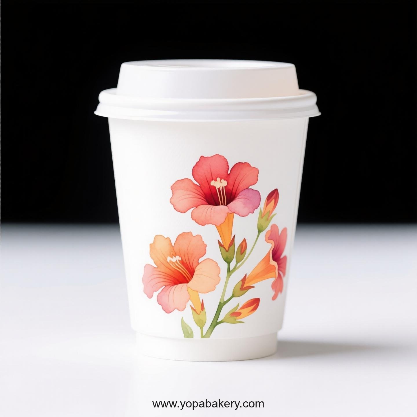 Trumpet Creeper Design Coffee Paper Cups Supplier: No Sleeves Required