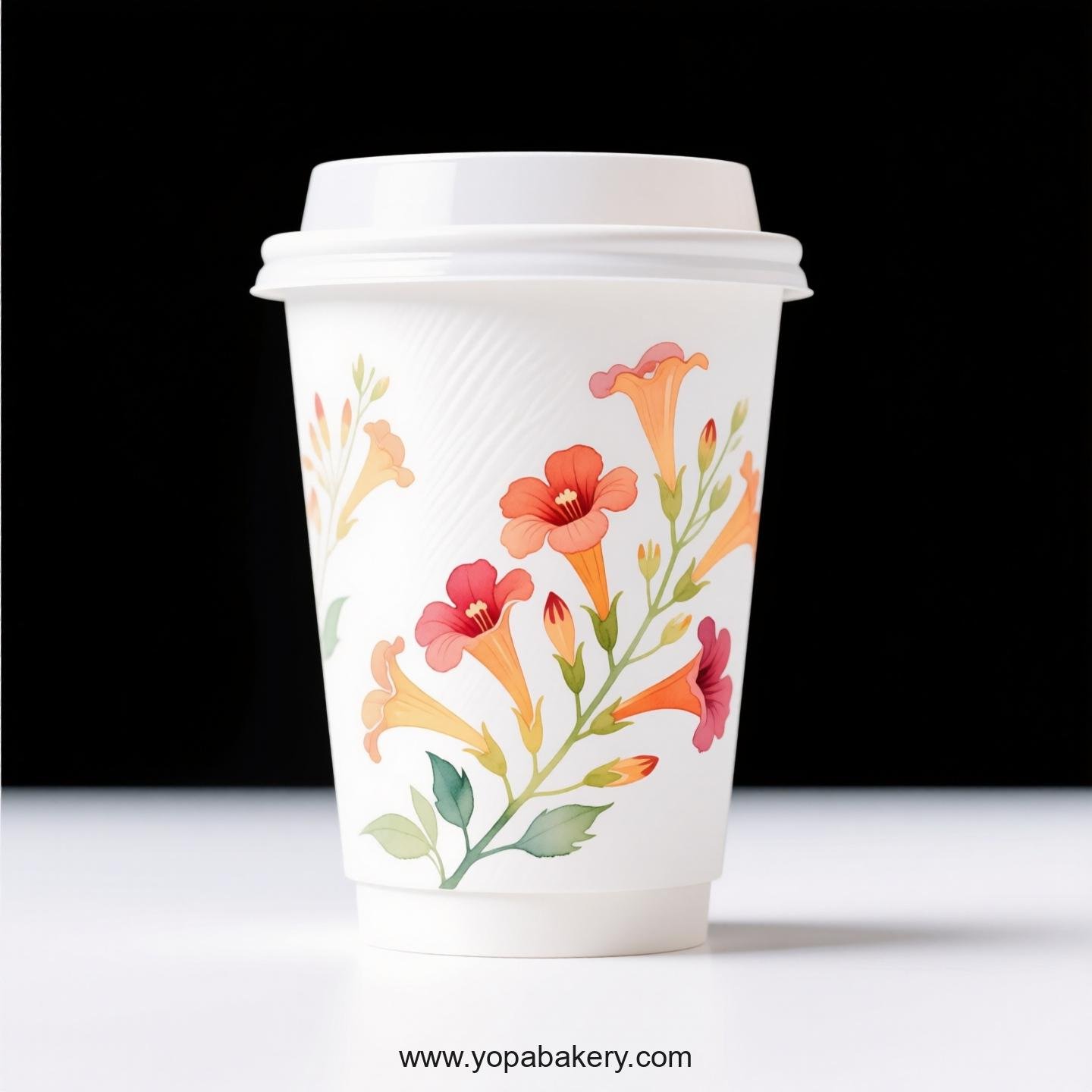 Trumpet Creeper Design Coffee Paper Cups Supplier: No Sleeves Required