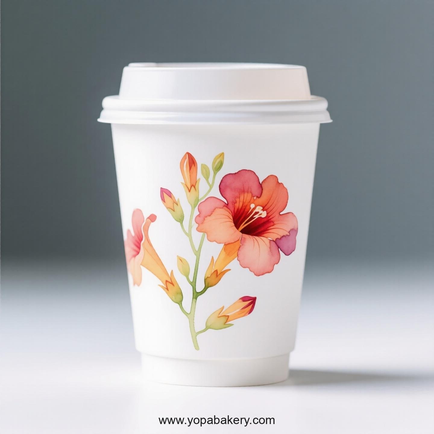 Trumpet Creeper Design Coffee Paper Cups Supplier: No Sleeves Required