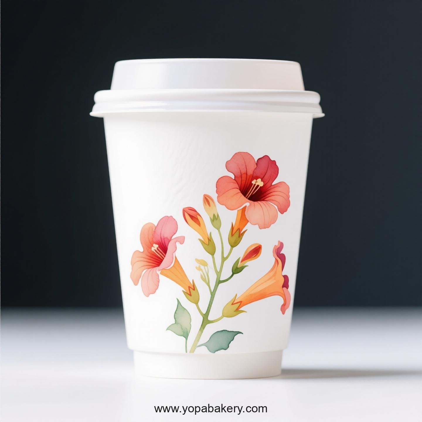 Trumpet Creeper Design Coffee Paper Cups Supplier: No Sleeves Required