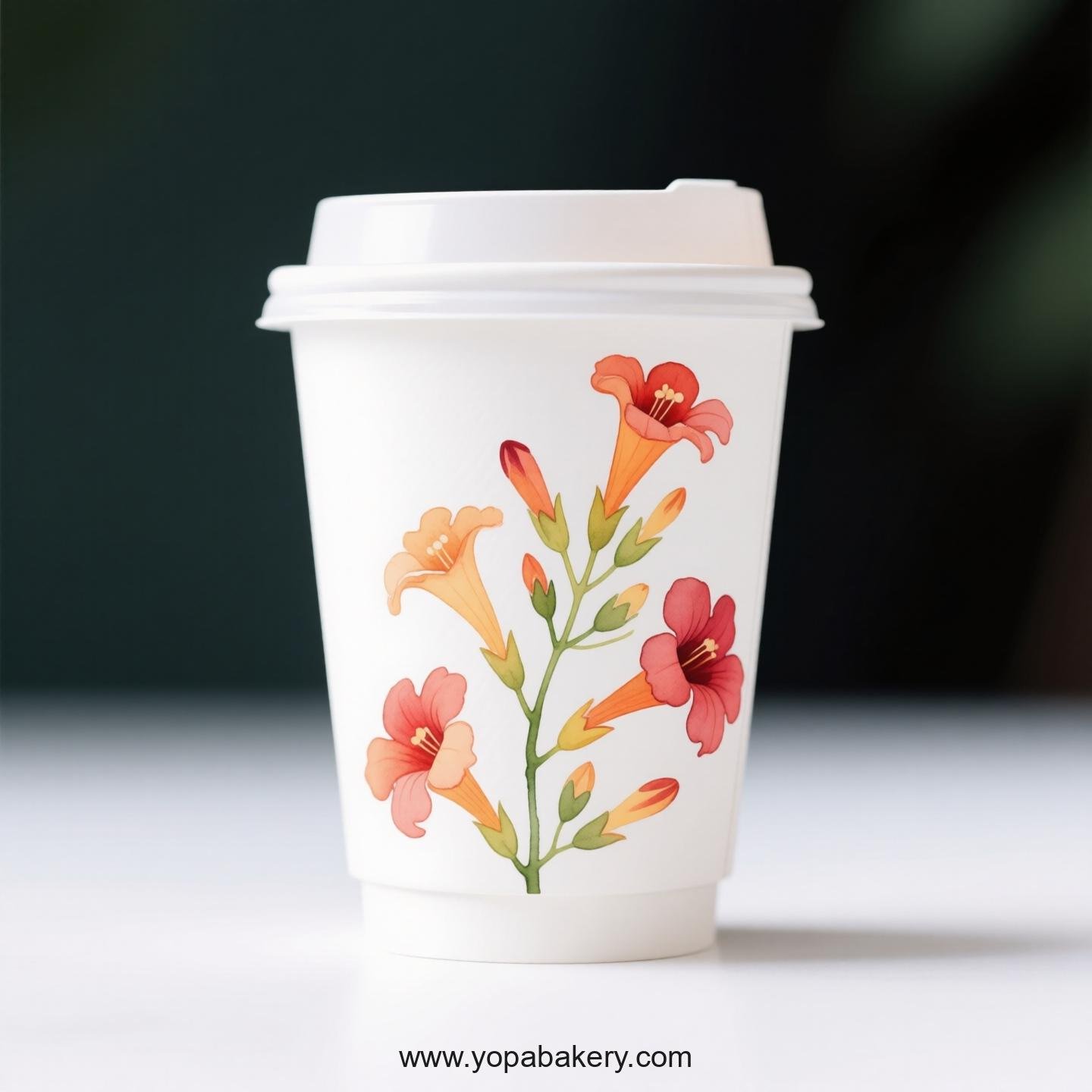 Trumpet Creeper Design Coffee Paper Cups Supplier: No Sleeves Required