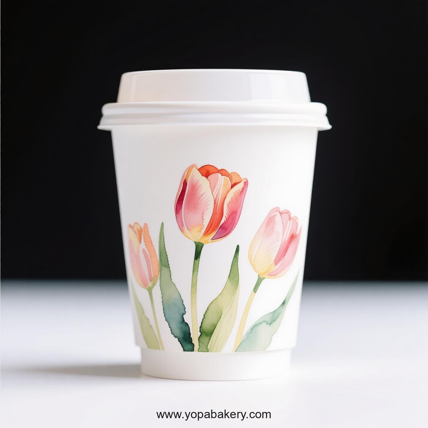 Tulip Design Coffee Paper Cups Factory: Plastic-Free Option