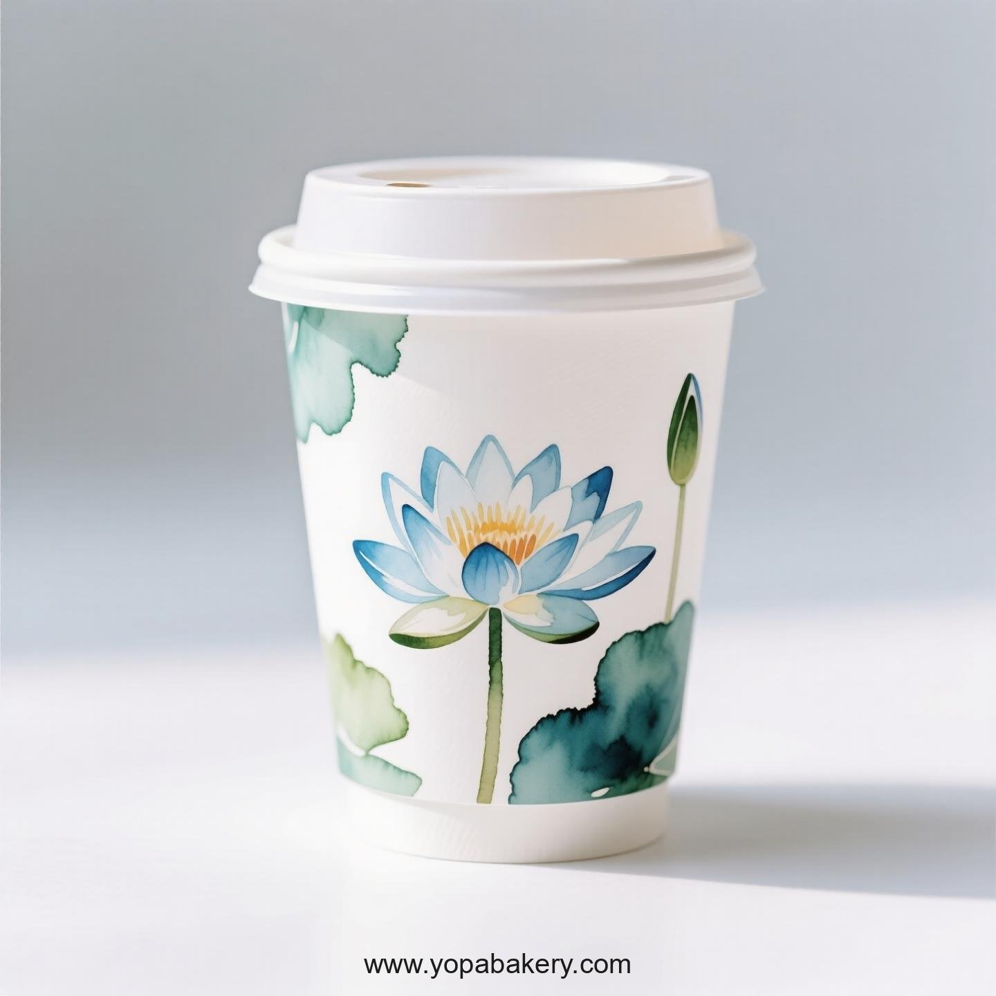 Water Lily Design Coffee Paper Cups Factory: Double-Wall Insulation