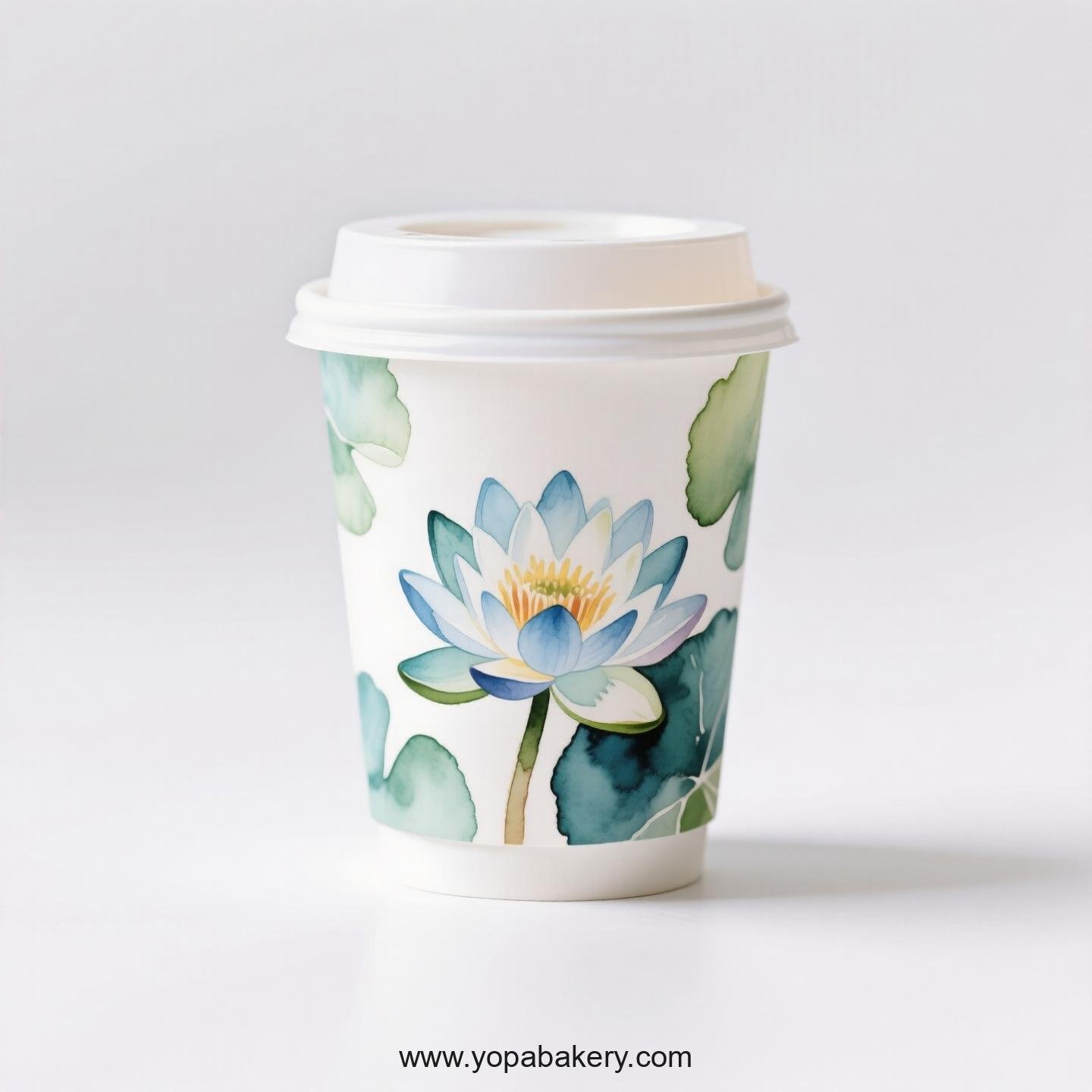 Water Lily Design Coffee Paper Cups Factory: Double-Wall Insulation