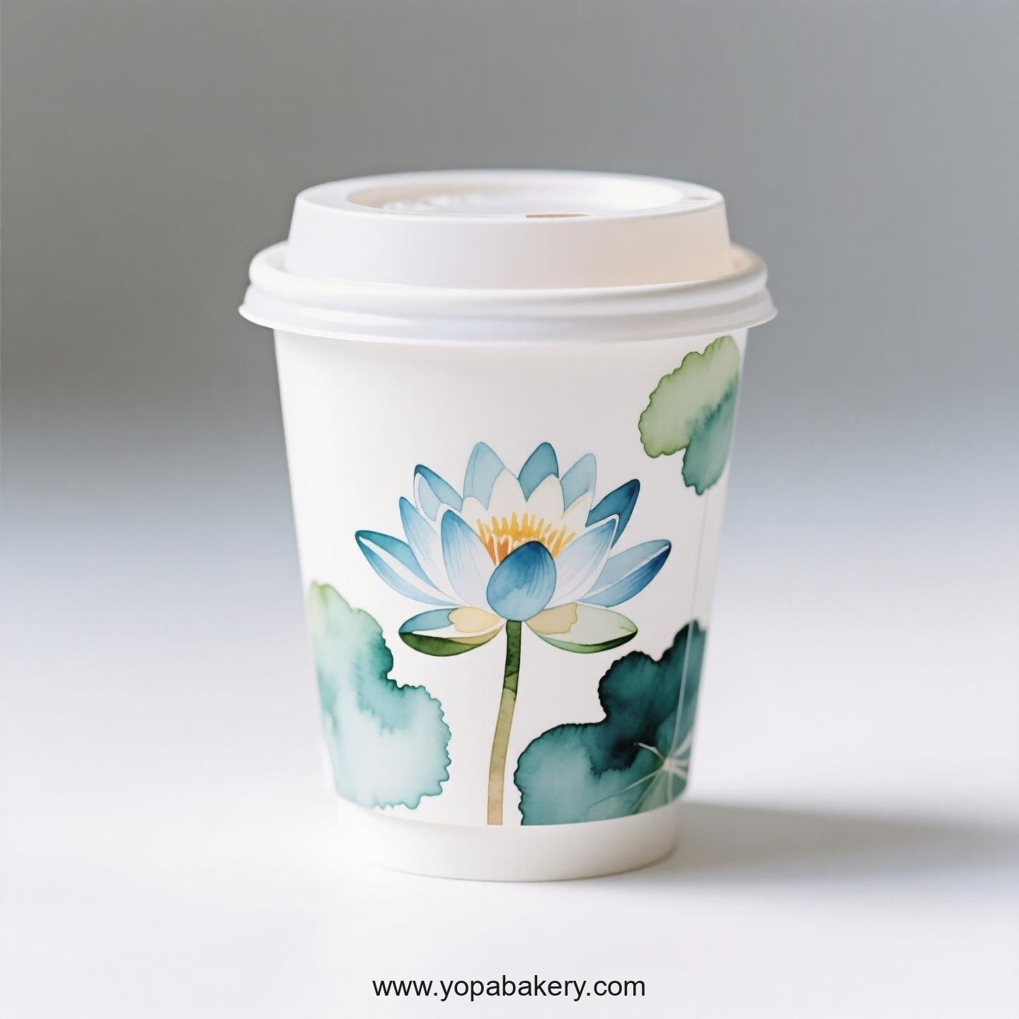 Water Lily Design Coffee Paper Cups Factory: Double-Wall Insulation