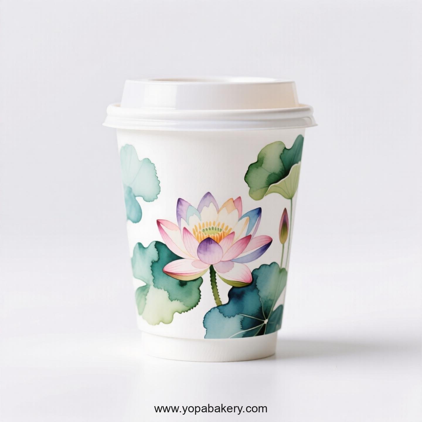 Water Lily Design Coffee Paper Cups Factory: Double-Wall Insulation