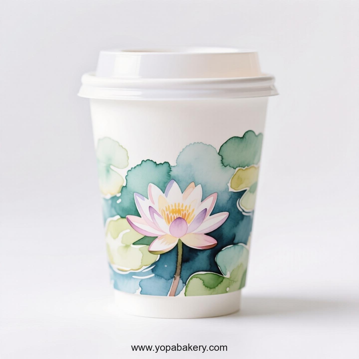 Water Lily Design Coffee Paper Cups Factory: Double-Wall Insulation