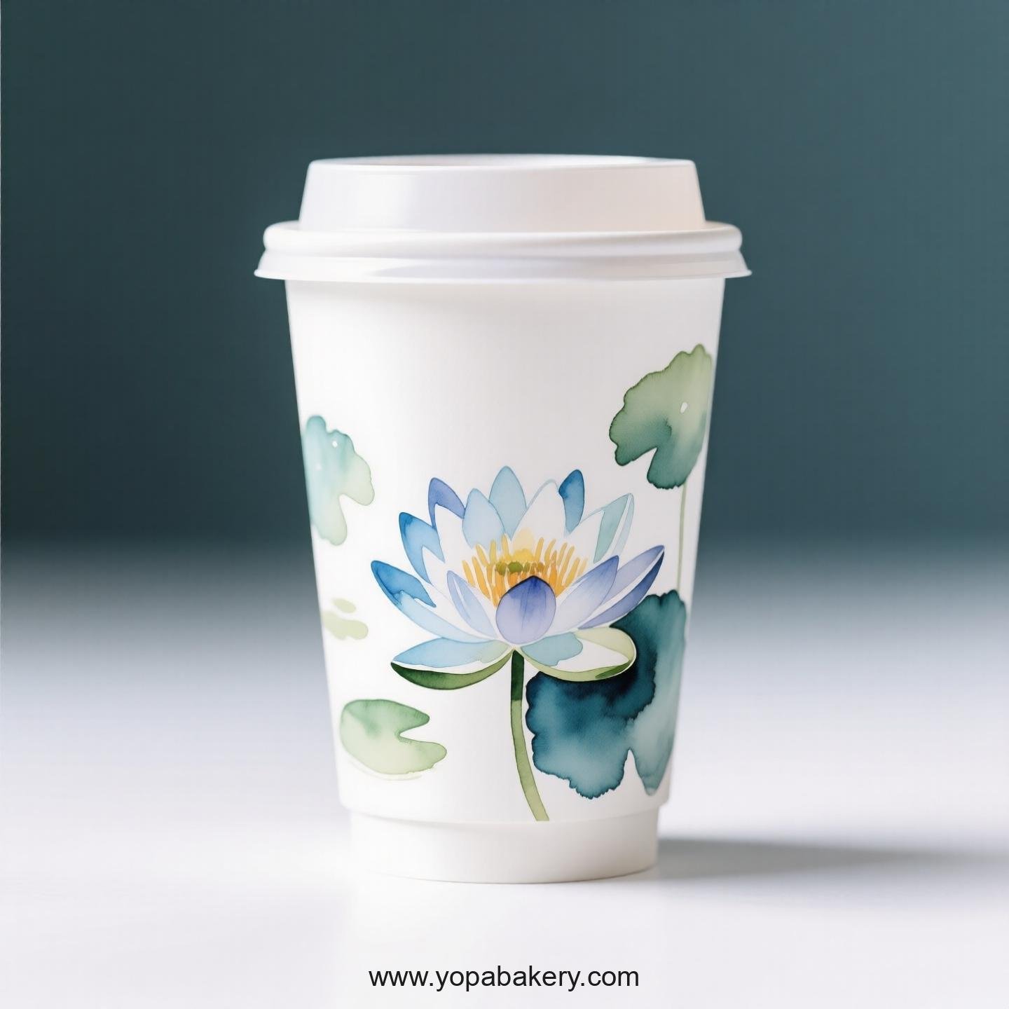 Water Lily Design Coffee Paper Cups Factory: Double-Wall Insulation