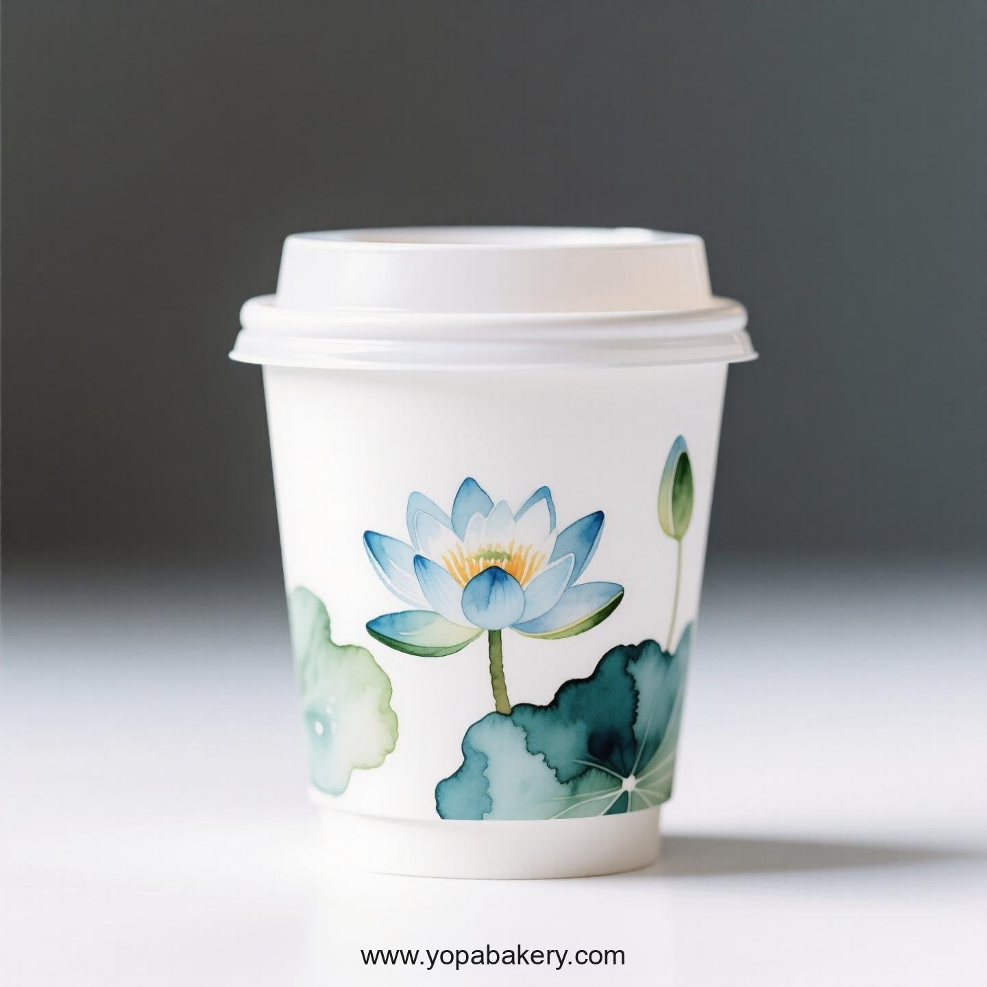 Water Lily Design Coffee Paper Cups Factory: Double-Wall Insulation