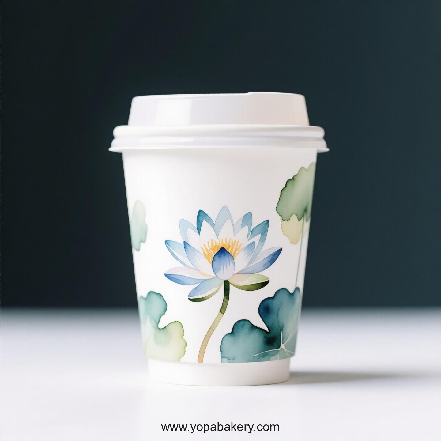 Water Lily Design Coffee Paper Cups Factory: Double-Wall Insulation