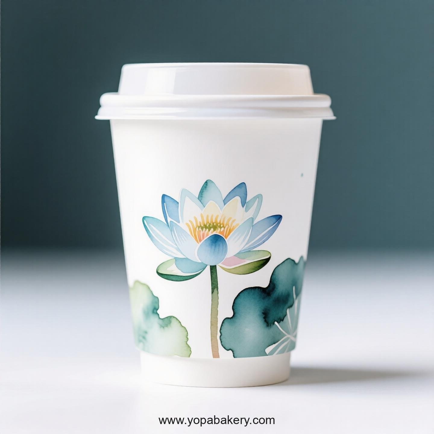 Water Lily Design Coffee Paper Cups Factory: Double-Wall Insulation