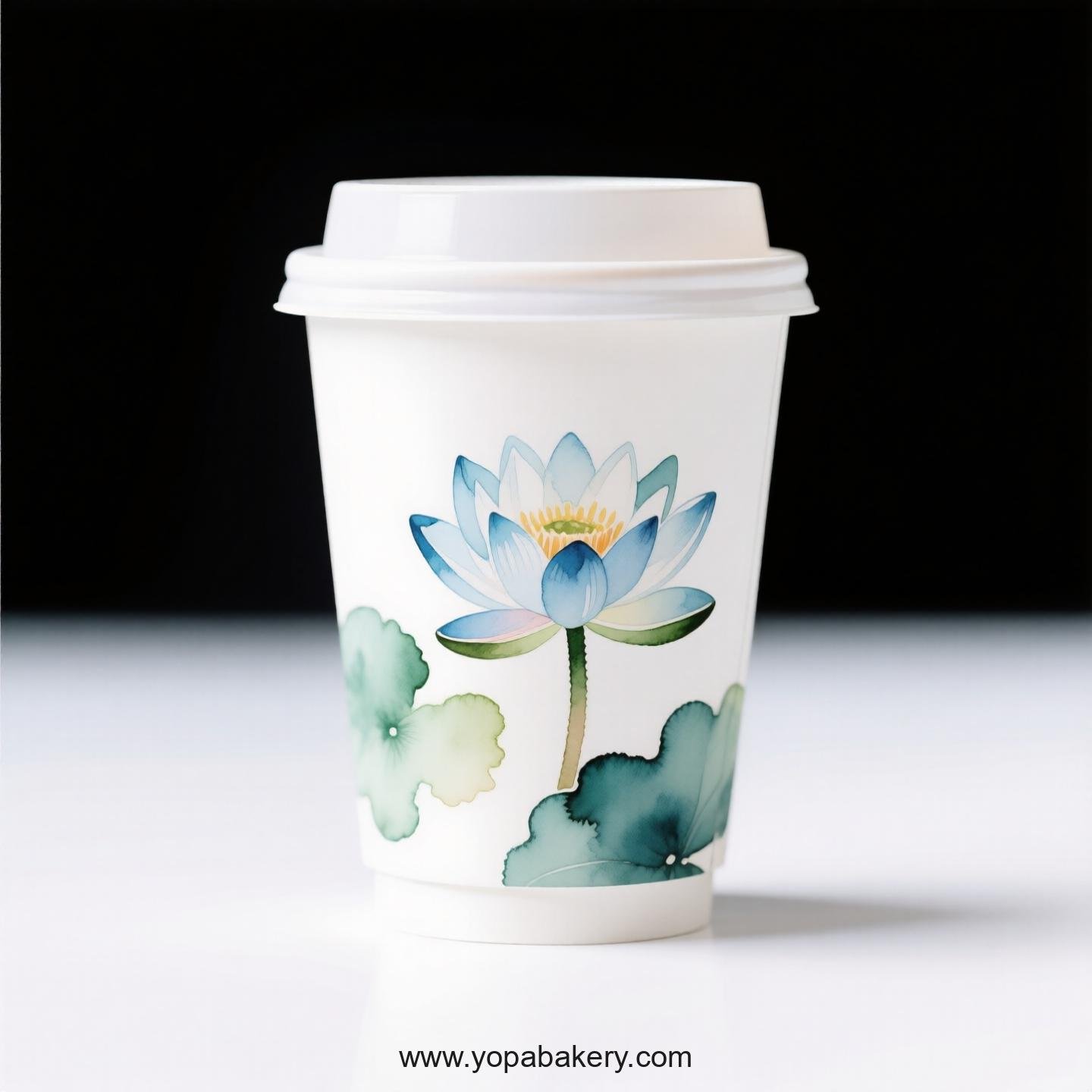 Water Lily Design Coffee Paper Cups Factory: Double-Wall Insulation