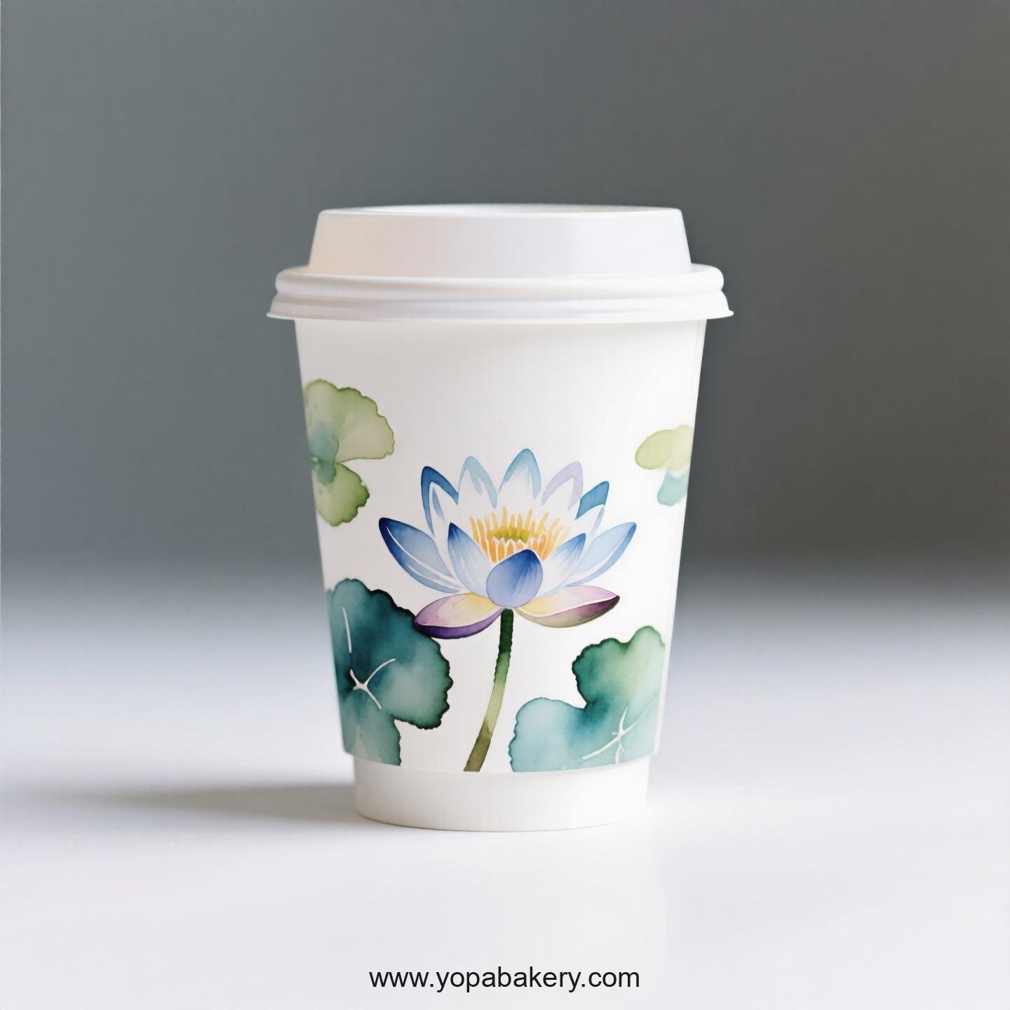 Water Lily Design Coffee Paper Cups Factory: Double-Wall Insulation