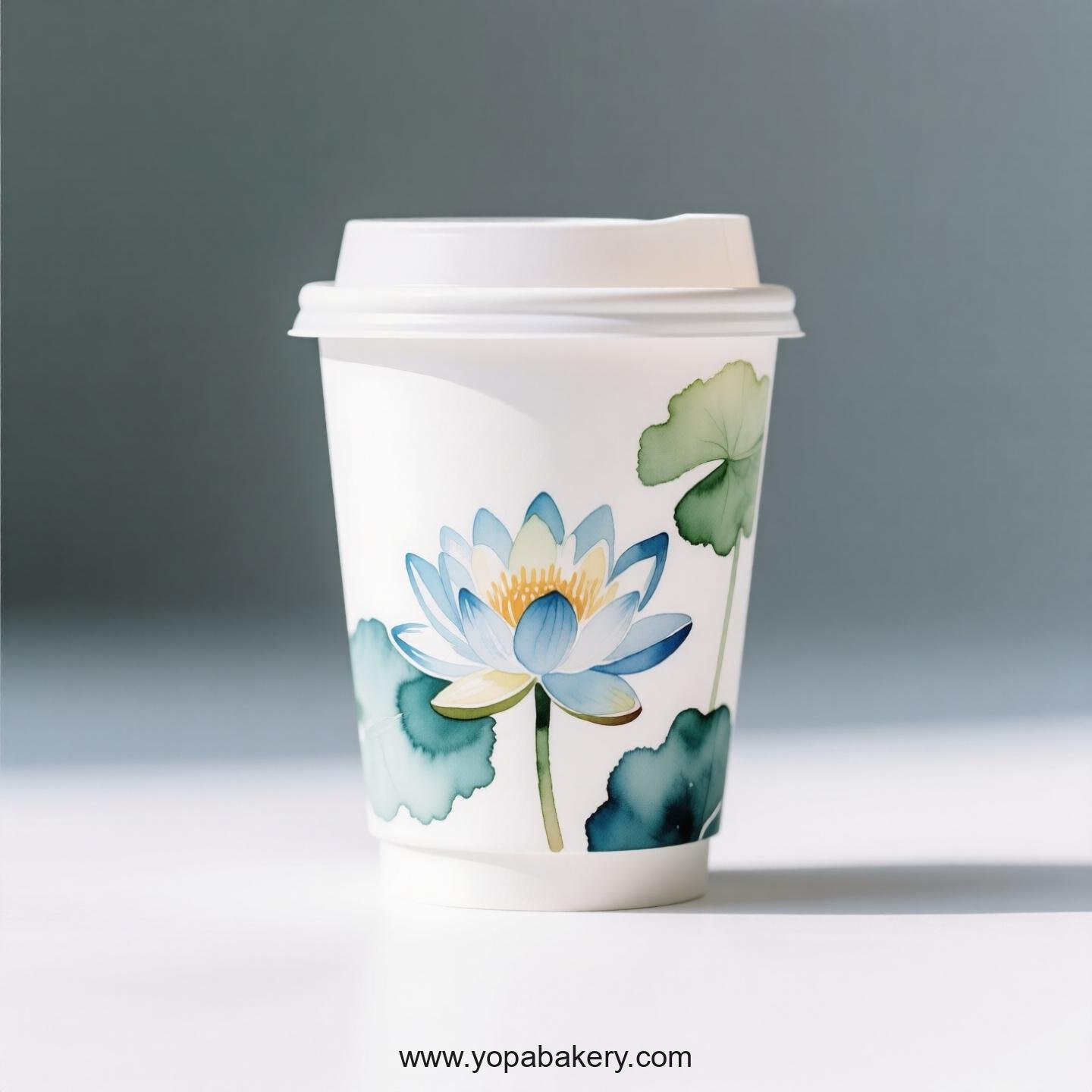 Water Lily Design Coffee Paper Cups Factory: Double-Wall Insulation