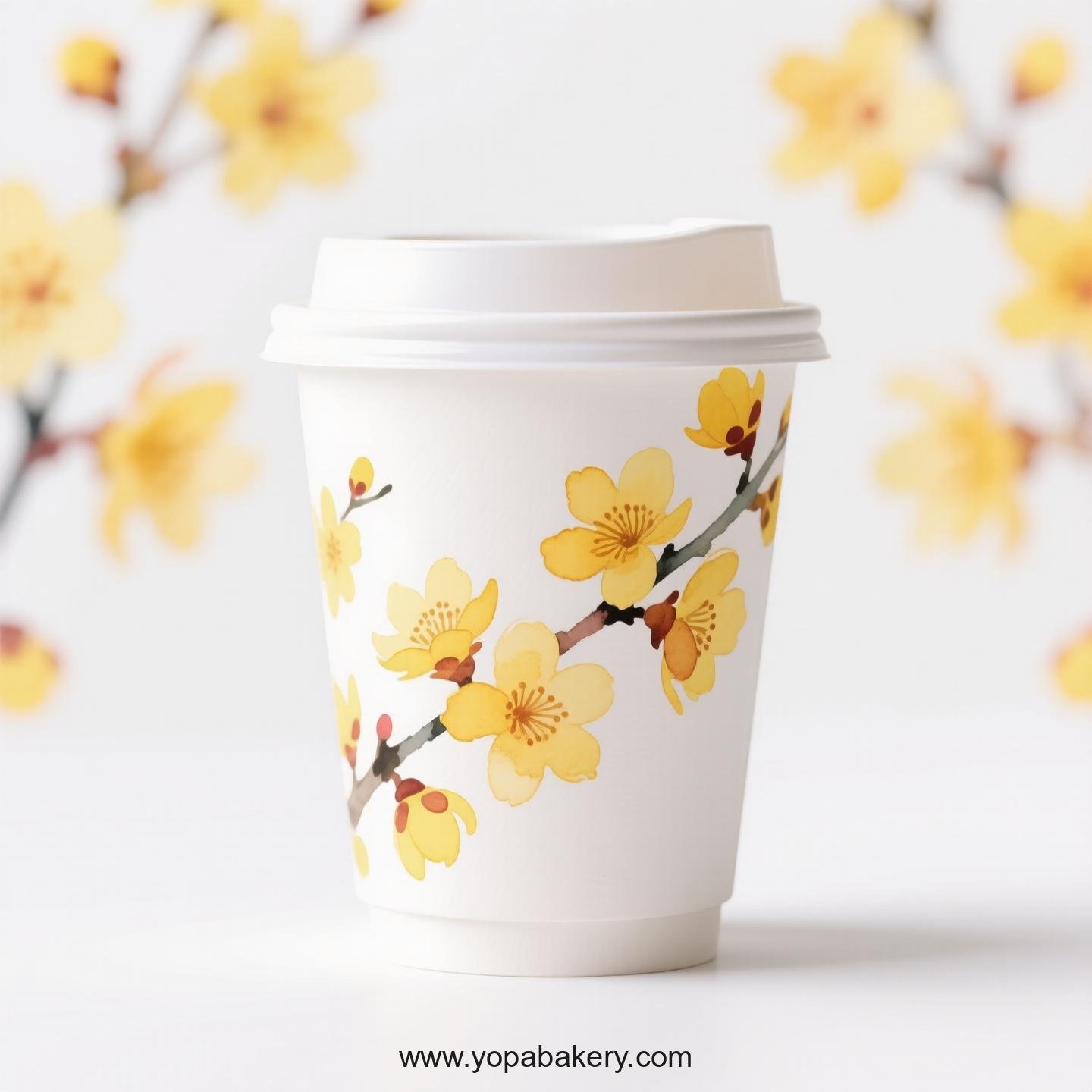 Winter Jasmine Design Coffee Paper Cups Factory: Bulk Pack Savings