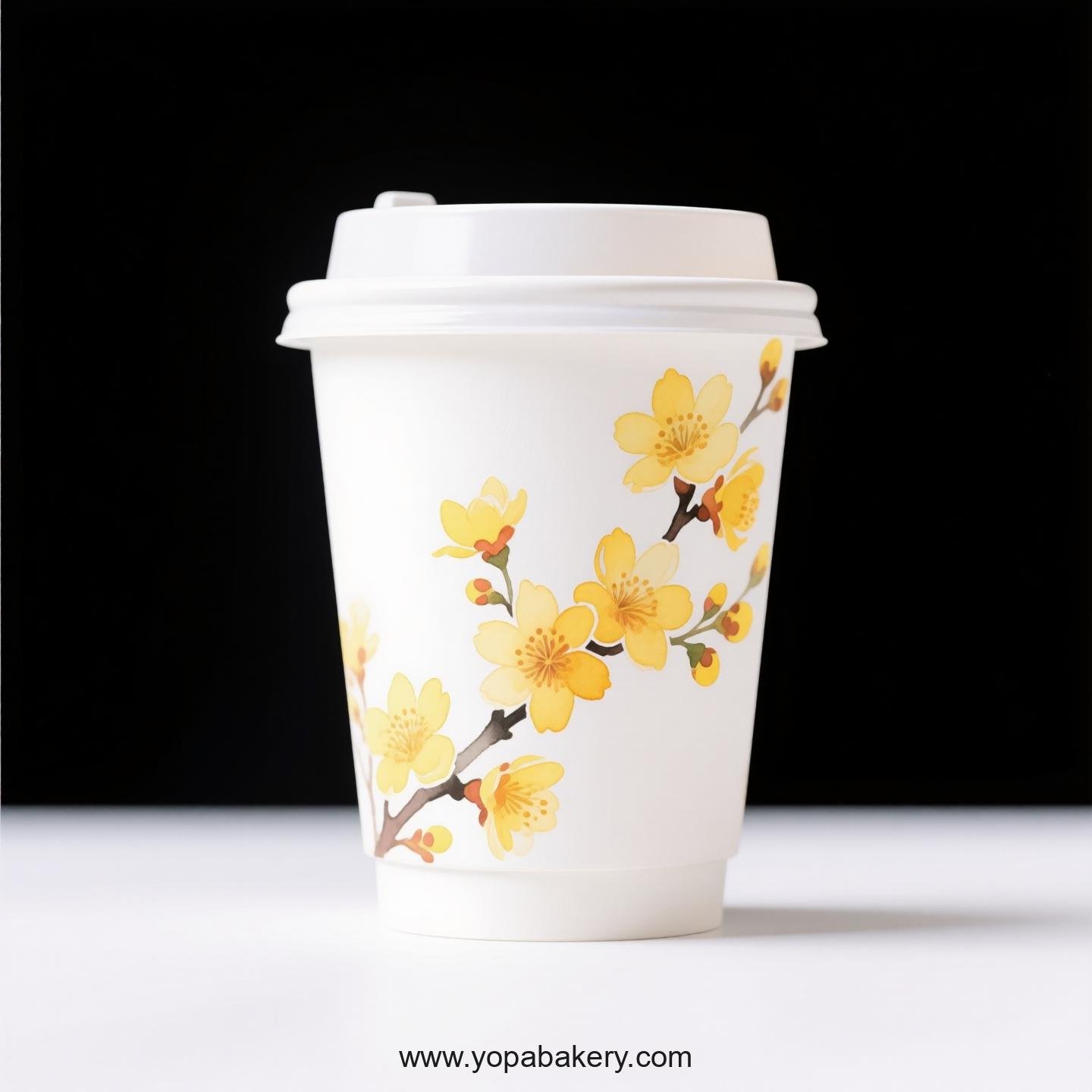 Winter Jasmine Design Coffee Paper Cups Factory: Bulk Pack Savings