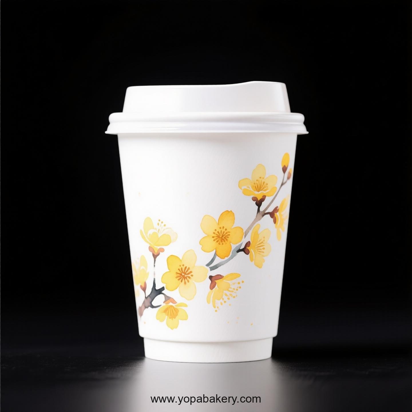 Winter Jasmine Design Coffee Paper Cups Factory: Bulk Pack Savings