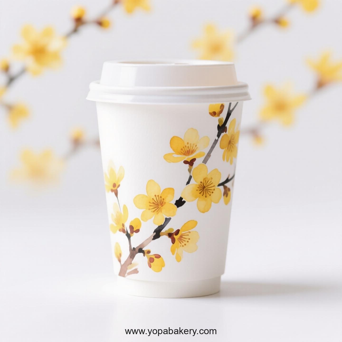 Winter Jasmine Design Coffee Paper Cups Factory: Bulk Pack Savings