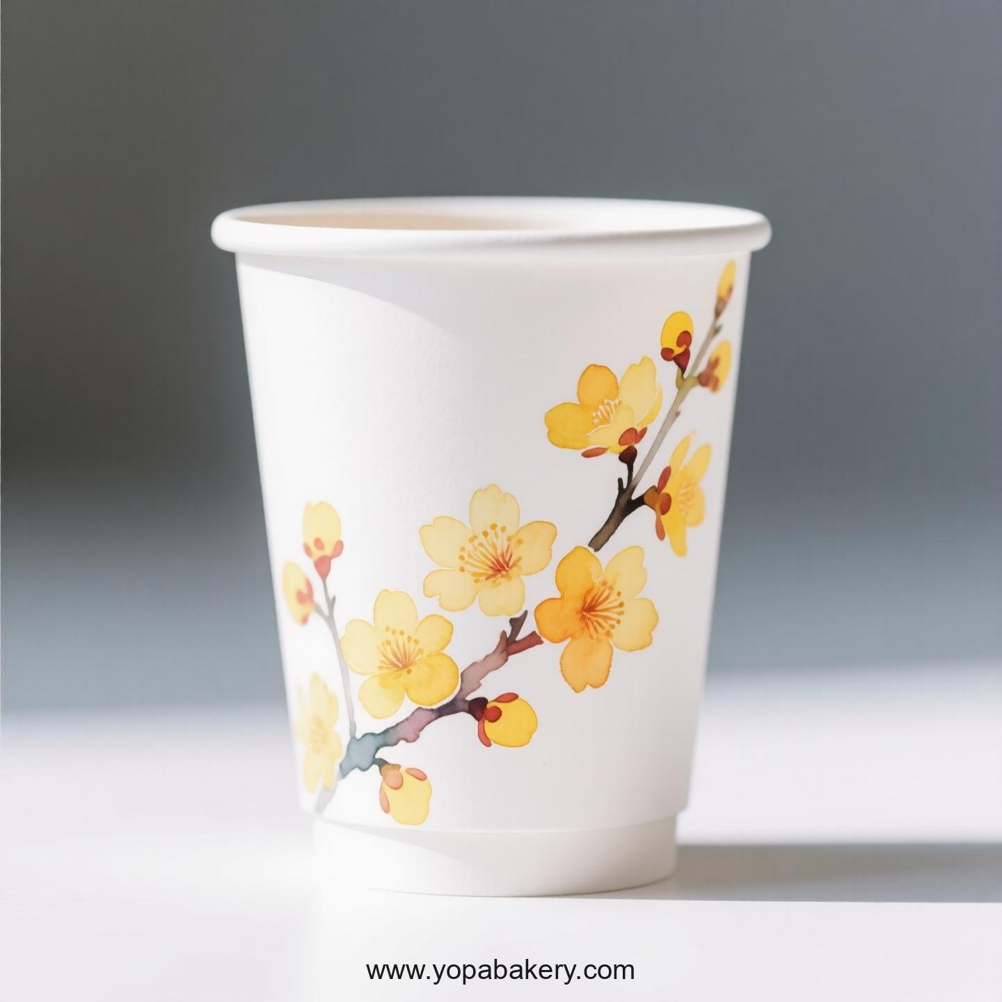 Winter Jasmine Design Coffee Paper Cups Factory: Bulk Pack Savings