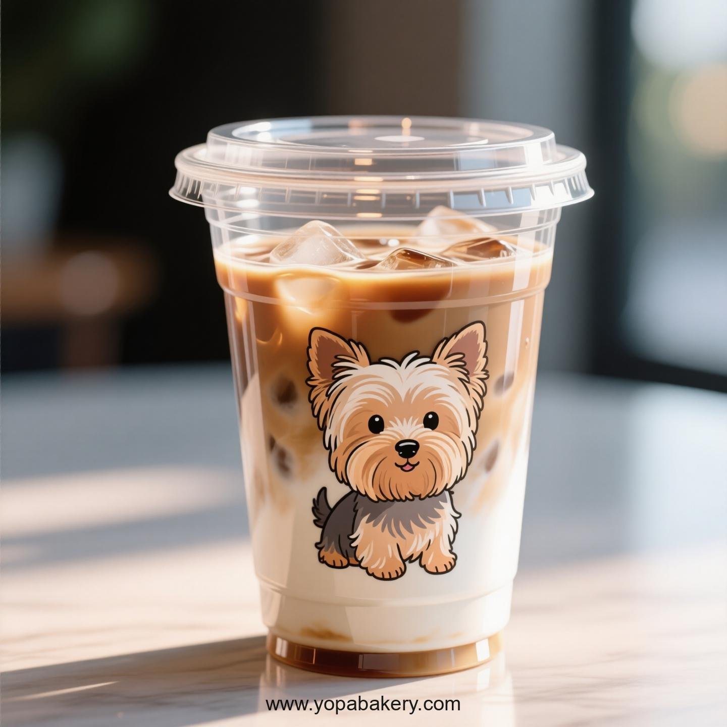 Yorkshire Terrier Themed Clear Plastic Cups - Disposable PP & PET Coffee Cups with Lids Yorkshire Terrier Themed Clear Plastic Cups - Disposable PP & PET Coffee Cups with Lids