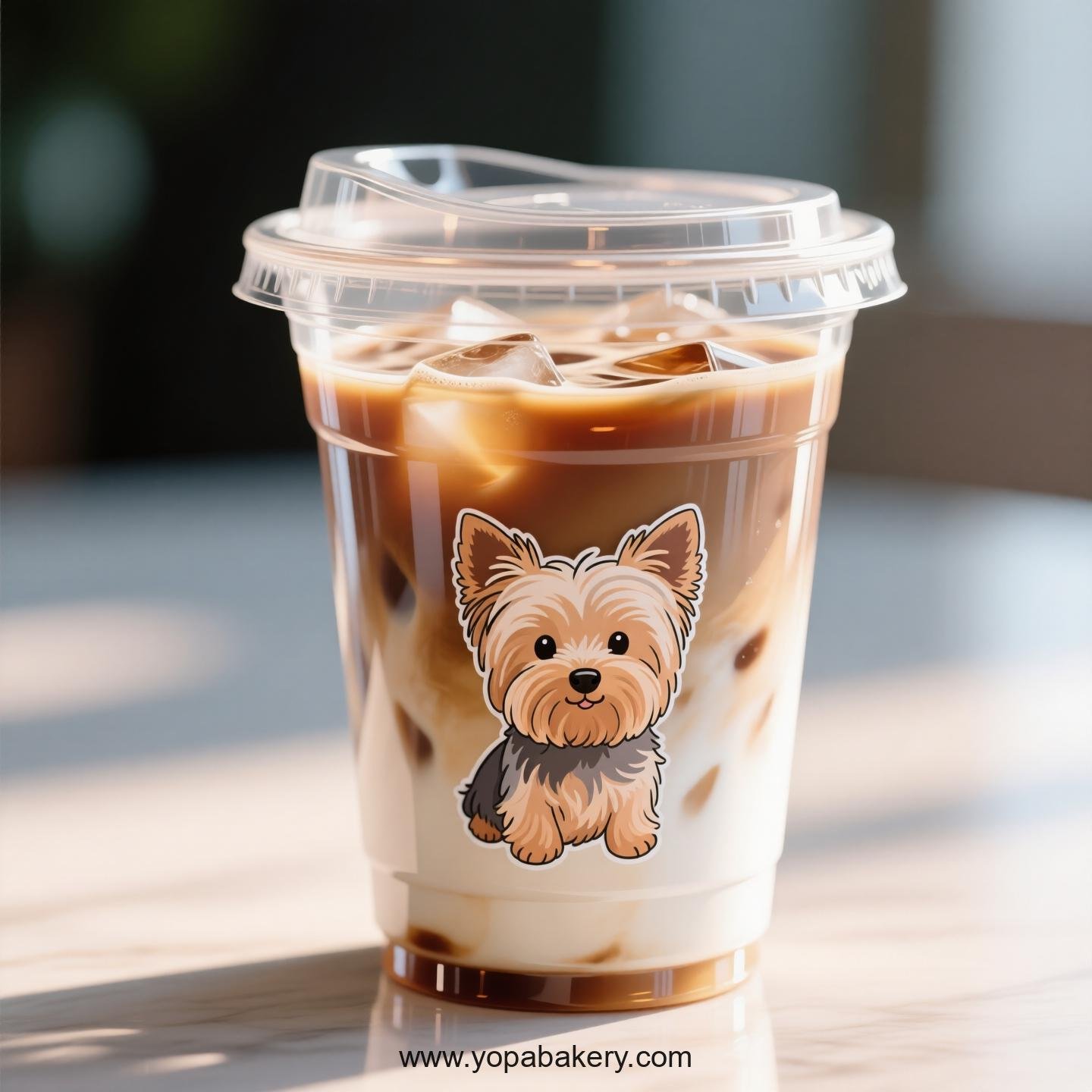 Yorkshire Terrier Themed Clear Plastic Cups - Disposable PP & PET Coffee Cups with Lids