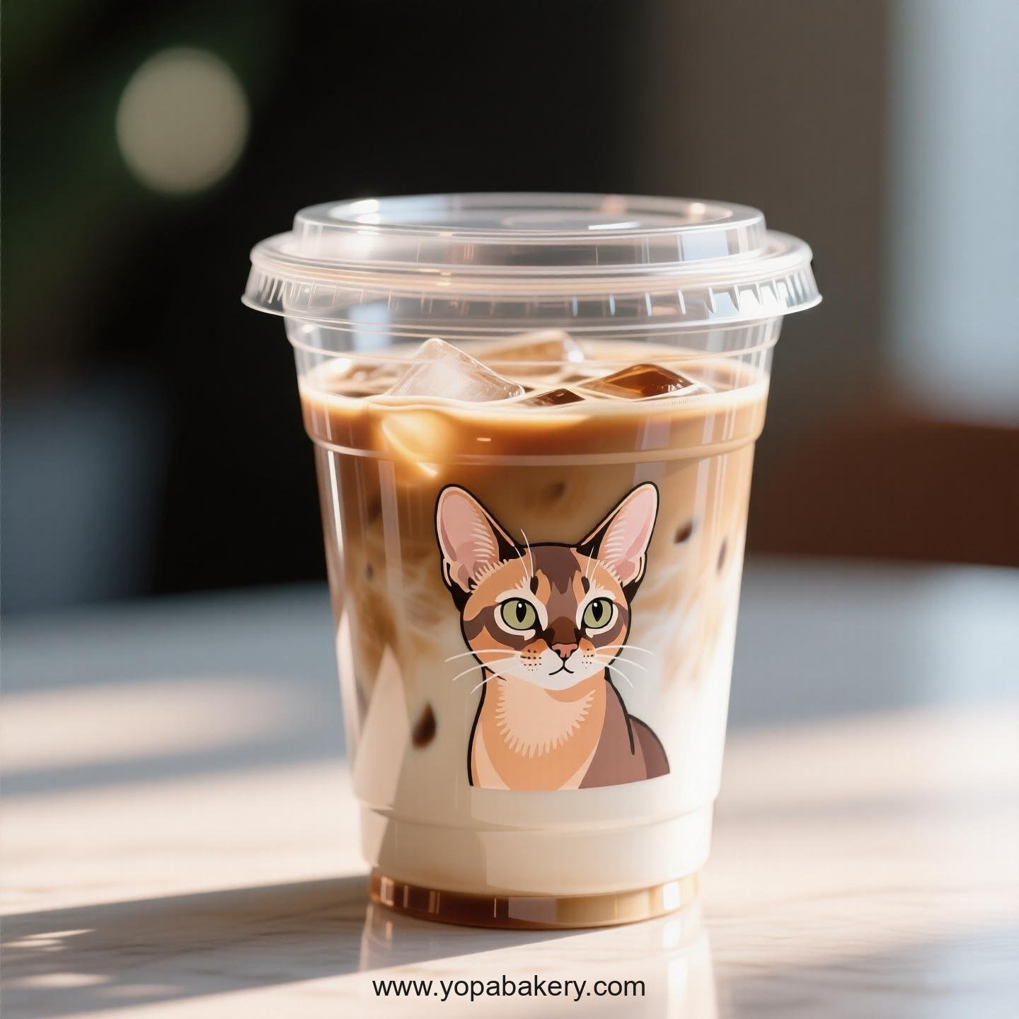 Abyssinian cat Themed Clear Plastic Cups - Disposable PP & PET Coffee Cups with Lids