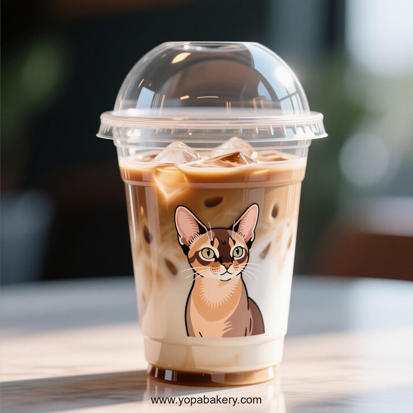 Abyssinian cat Themed Clear Plastic Cups - Disposable PP & PET Coffee Cups with Lids