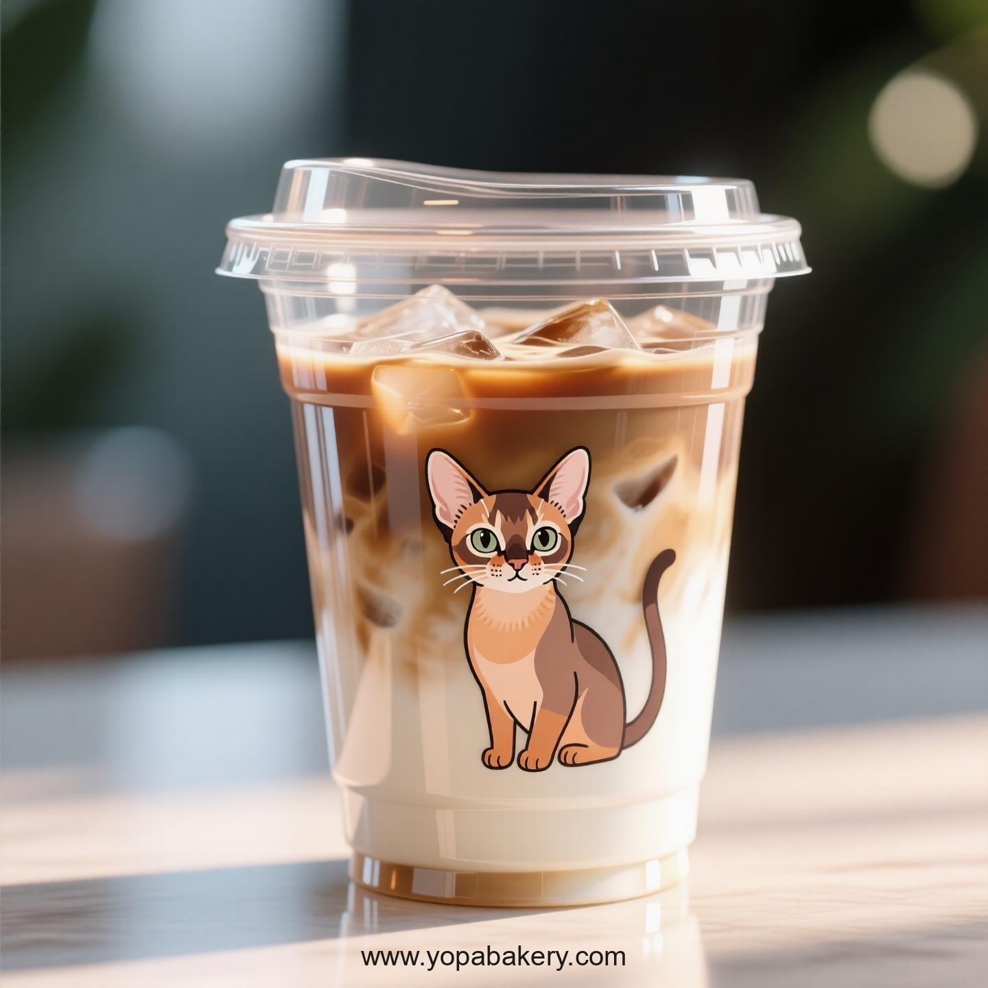 Abyssinian cat Themed Clear Plastic Cups - Disposable PP & PET Coffee Cups with Lids