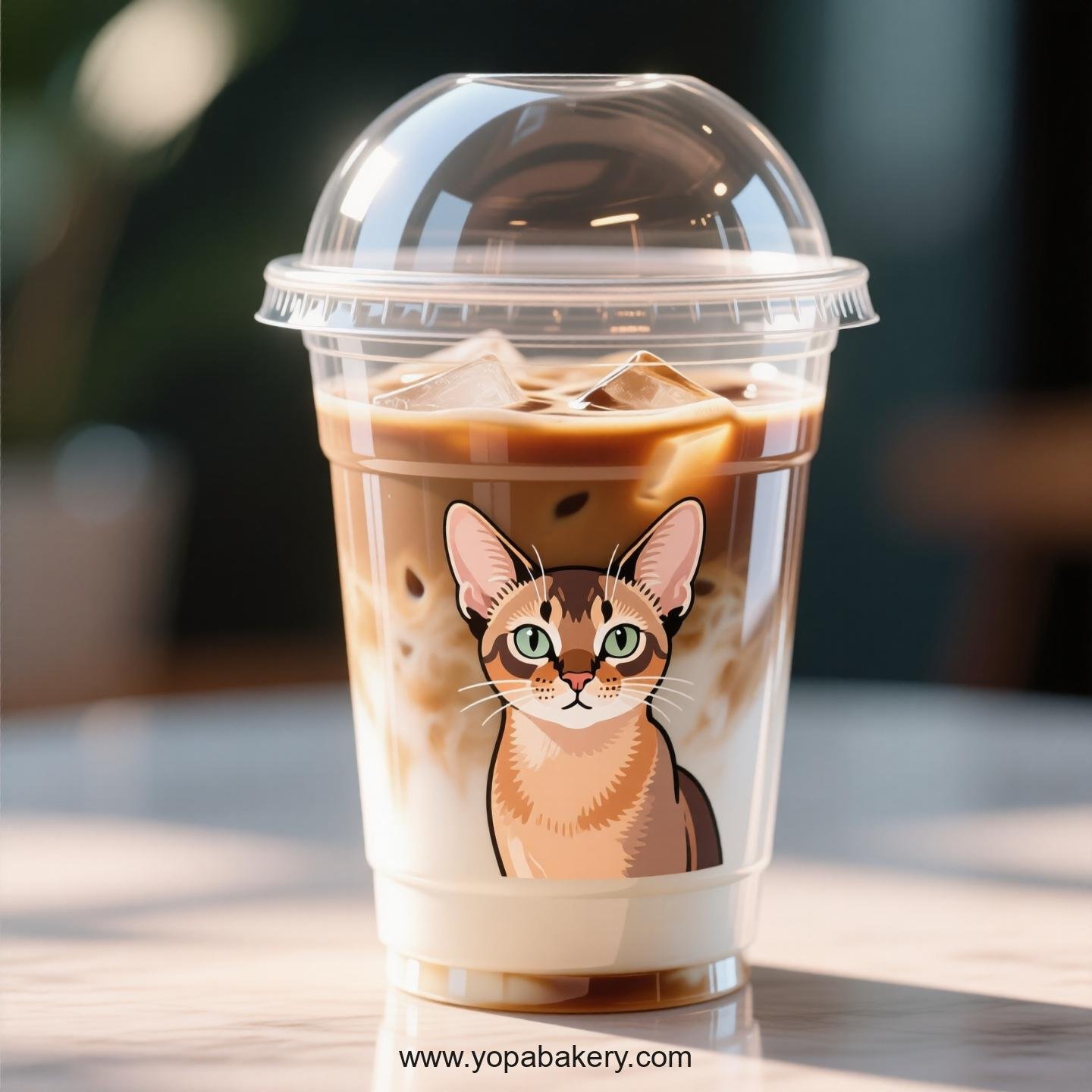 Abyssinian cat Themed Clear Plastic Cups - Disposable PP & PET Coffee Cups with Lids