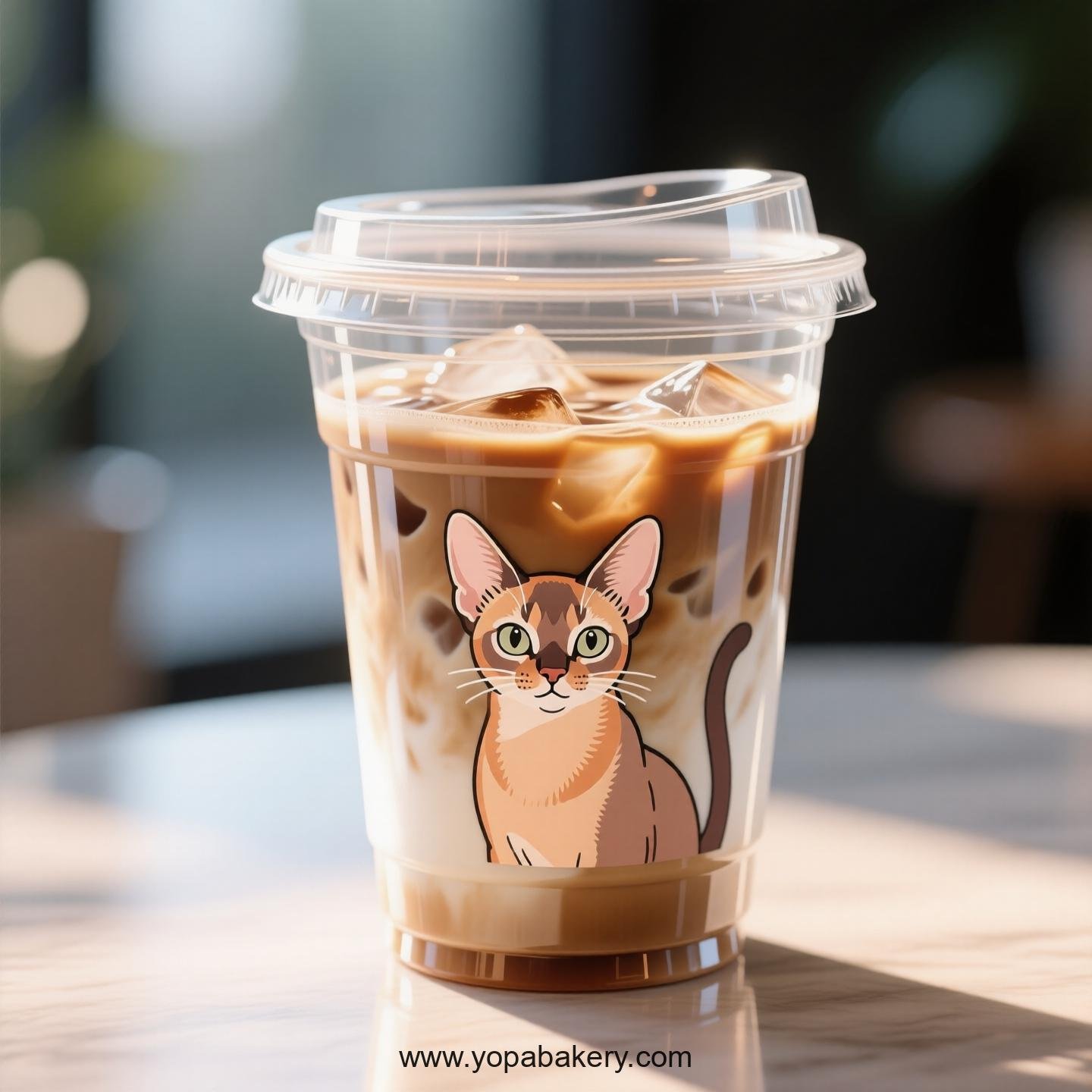 Abyssinian cat Themed Clear Plastic Cups - Disposable PP & PET Coffee Cups with Lids