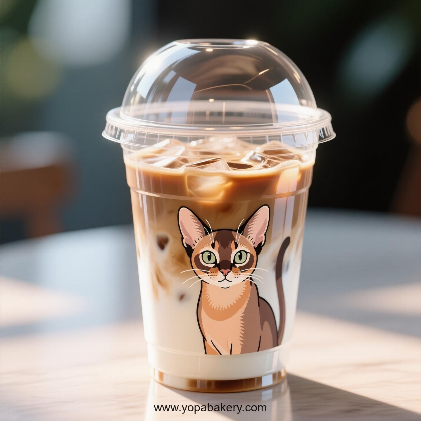 Abyssinian cat Themed Clear Plastic Cups - Disposable PP & PET Coffee Cups with Lids