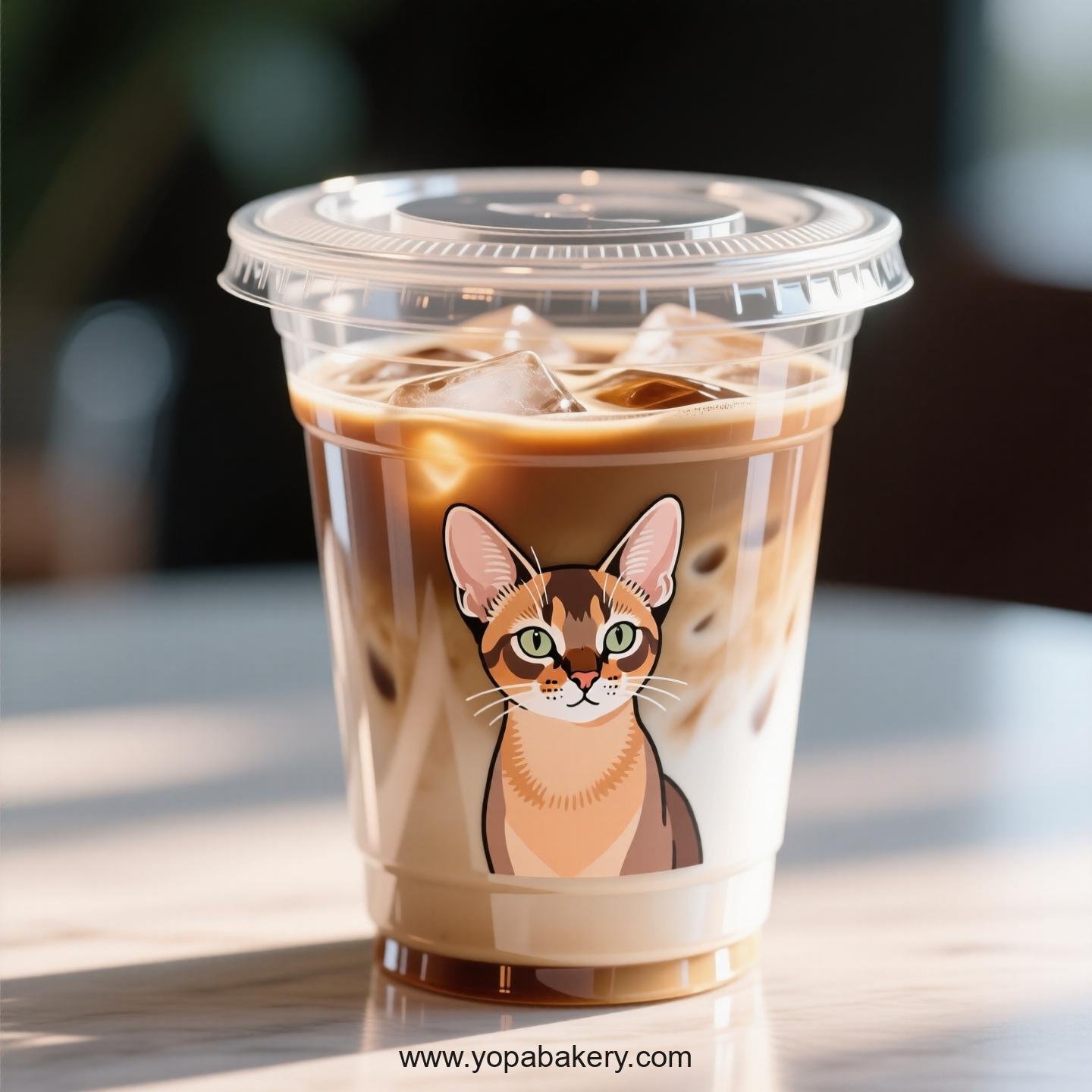 Abyssinian cat Themed Clear Plastic Cups - Disposable PP & PET Coffee Cups with Lids