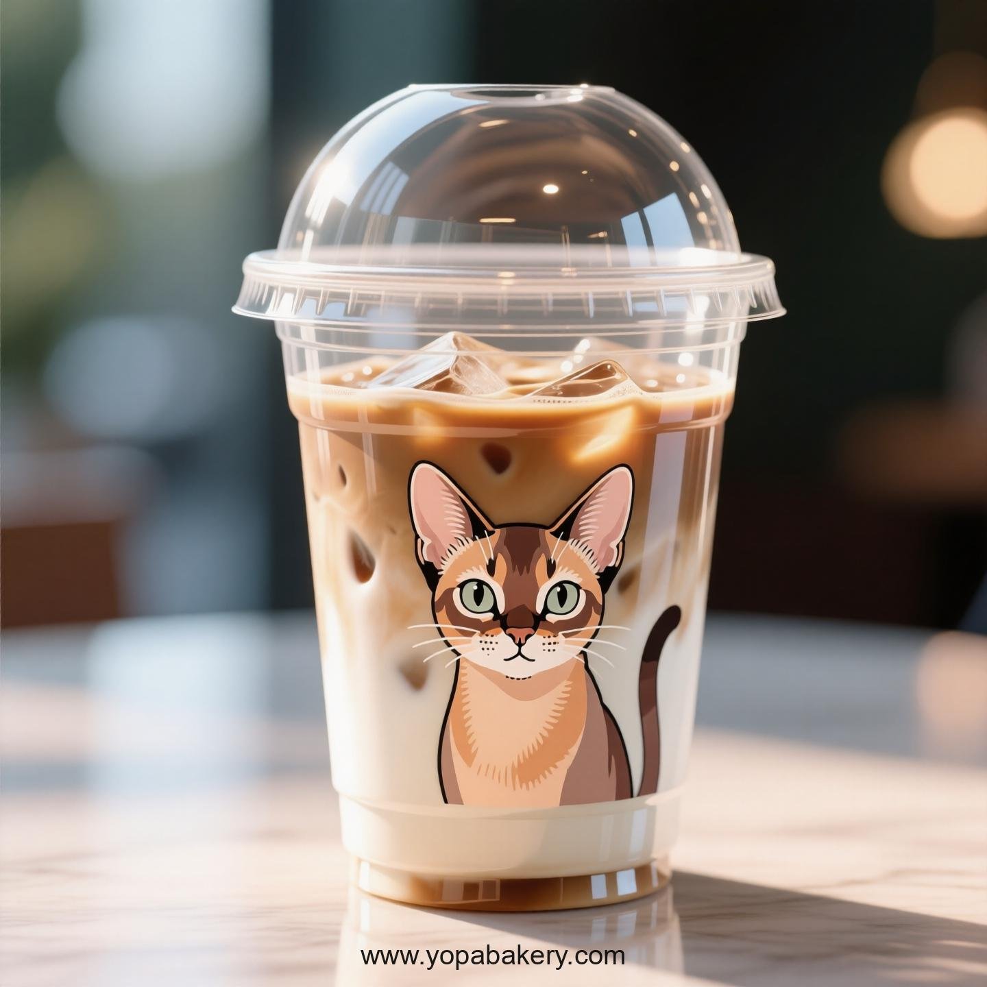Abyssinian cat Themed Clear Plastic Cups - Disposable PP & PET Coffee Cups with Lids