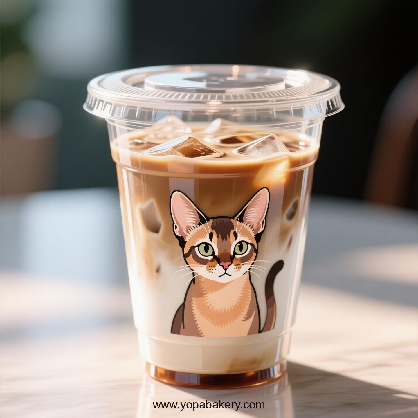 Abyssinian cat Themed Clear Plastic Cups - Disposable PP & PET Coffee Cups with Lids