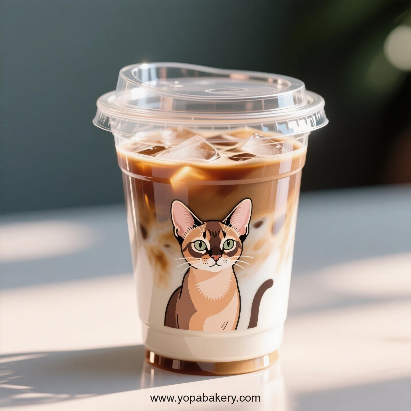 Abyssinian cat Themed Clear Plastic Cups - Disposable PP & PET Coffee Cups with Lids