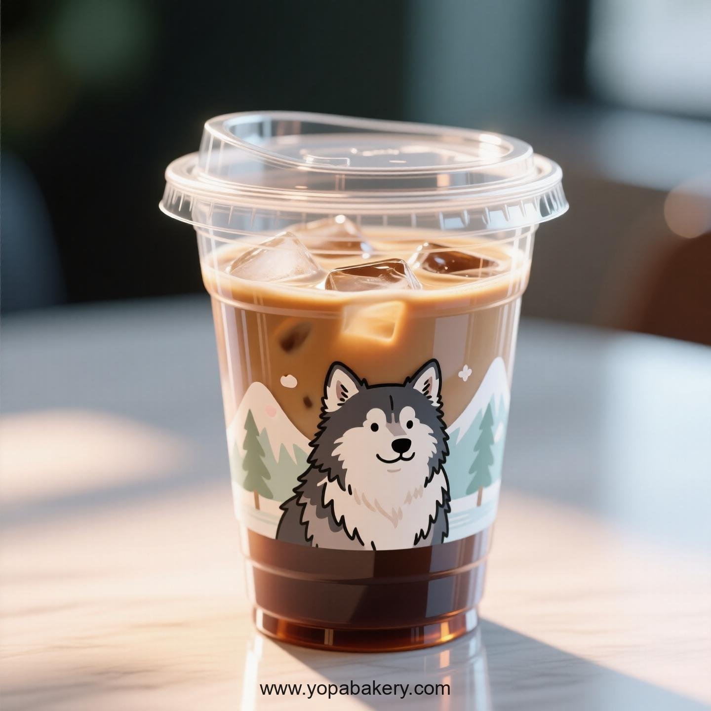 Alaskan Klee Kai Dog Themed Clear Plastic Cups - Disposable PP & PET Coffee Cups with Lids