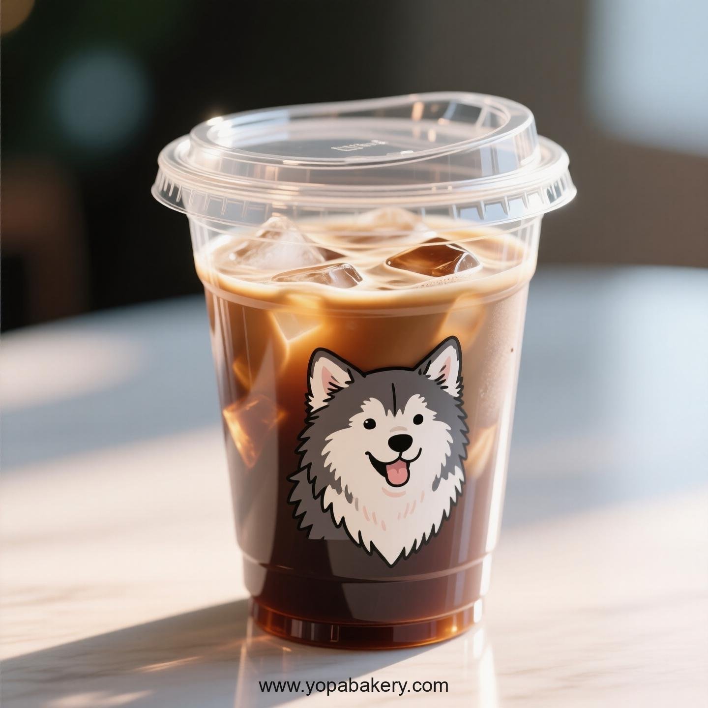 Alaskan Klee Kai Dog Themed Clear Plastic Cups - Disposable PP & PET Coffee Cups with Lids