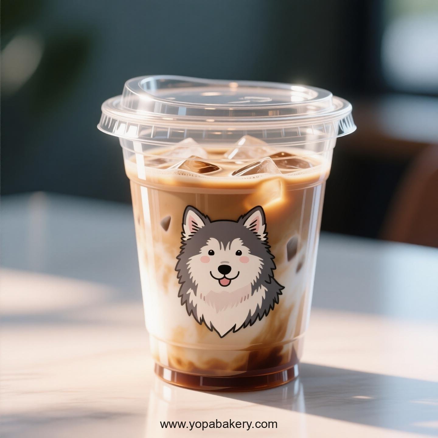 Alaskan Klee Kai Dog Themed Clear Plastic Cups - Disposable PP & PET Coffee Cups with Lids