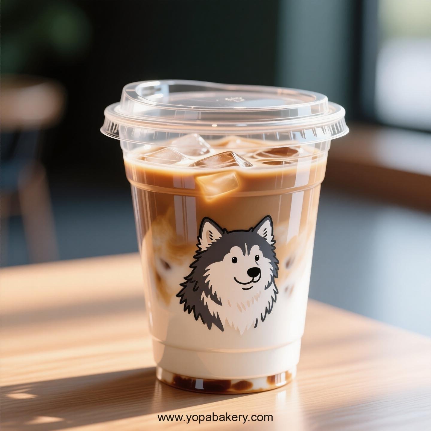Alaskan Klee Kai Dog Themed Clear Plastic Cups - Disposable PP & PET Coffee Cups with Lids