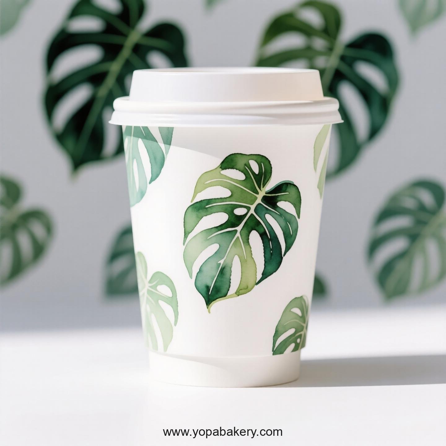 Disposable Alocasia Design Coffee Paper Cups Factory: Perfect for Bakeries