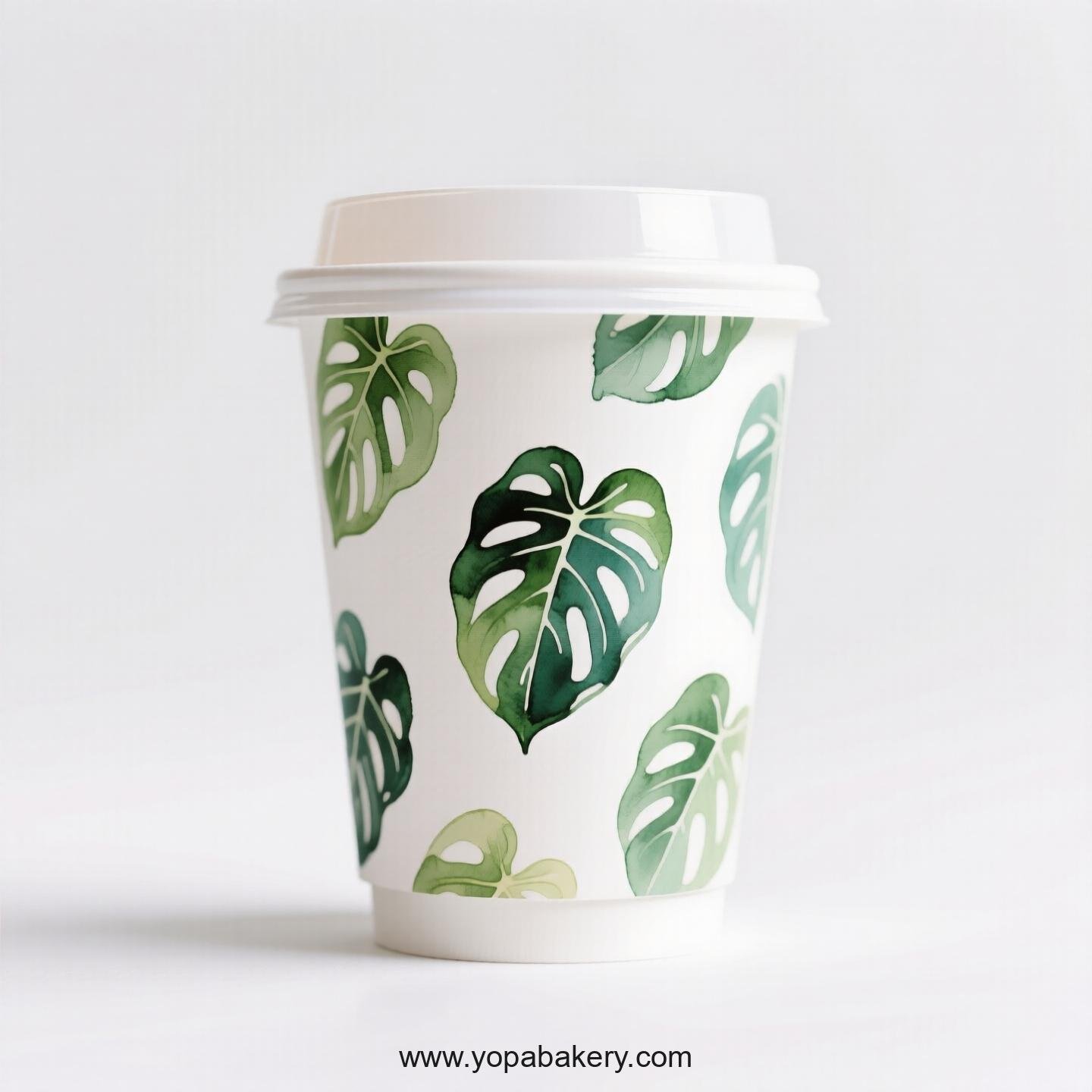 Disposable Alocasia Design Coffee Paper Cups Factory: Perfect for Bakeries