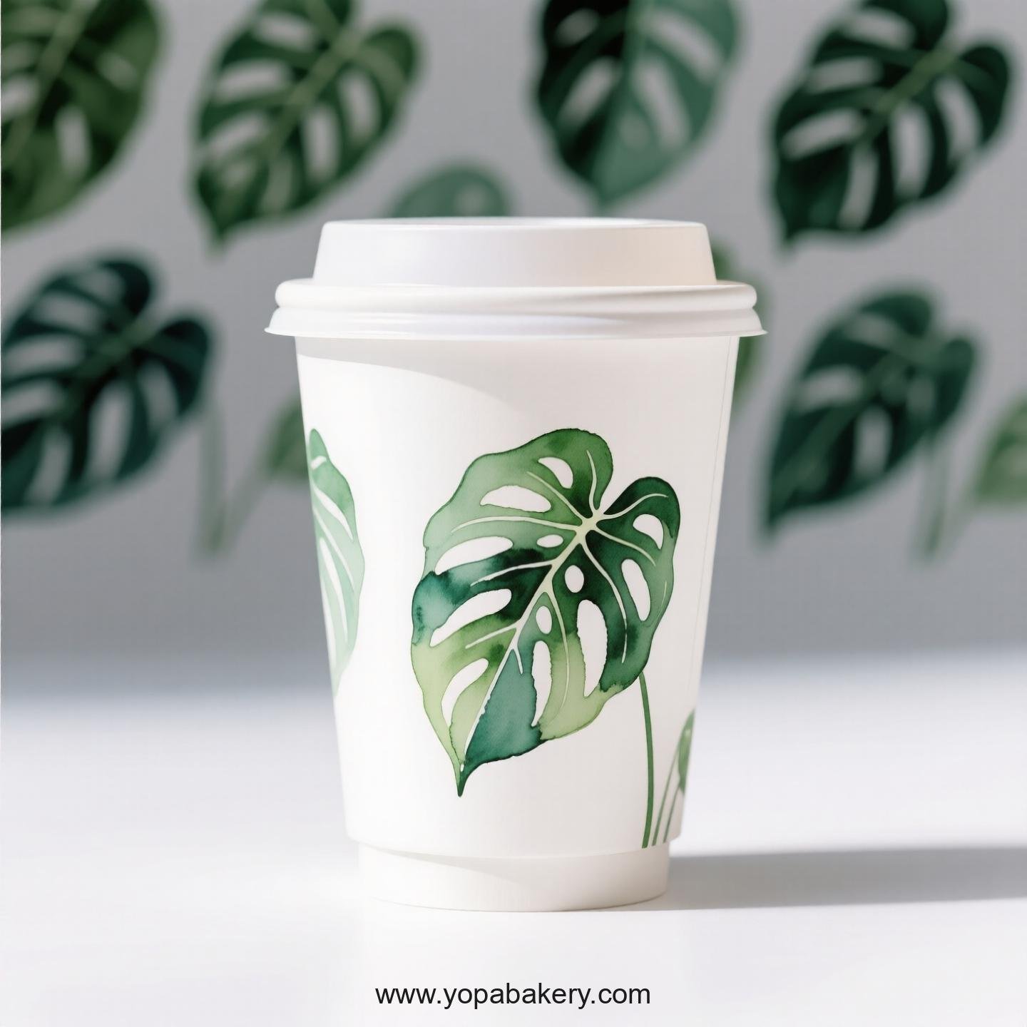 Disposable Alocasia Design Coffee Paper Cups Factory: Perfect for Bakeries