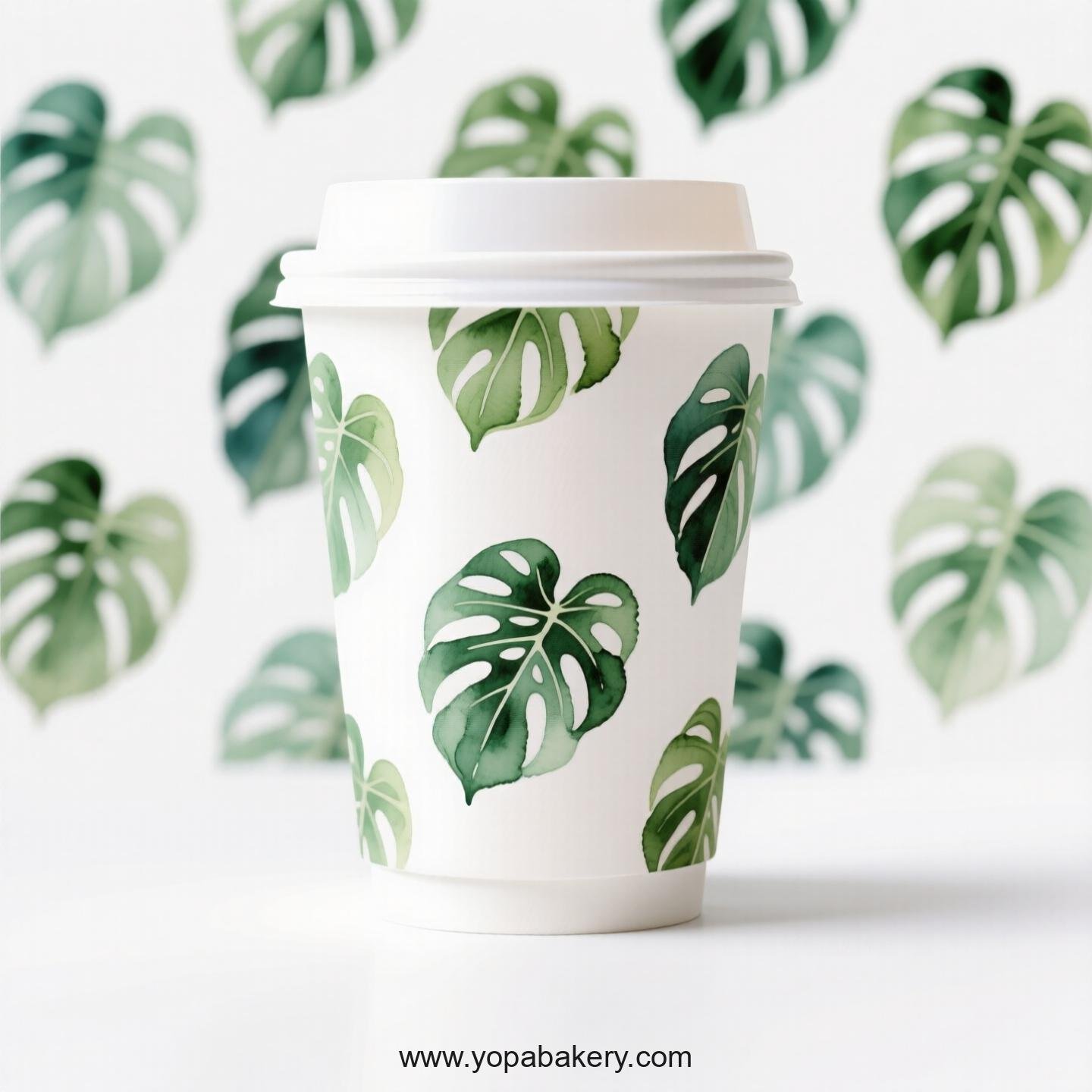 Disposable Alocasia Design Coffee Paper Cups Factory: Perfect for Bakeries