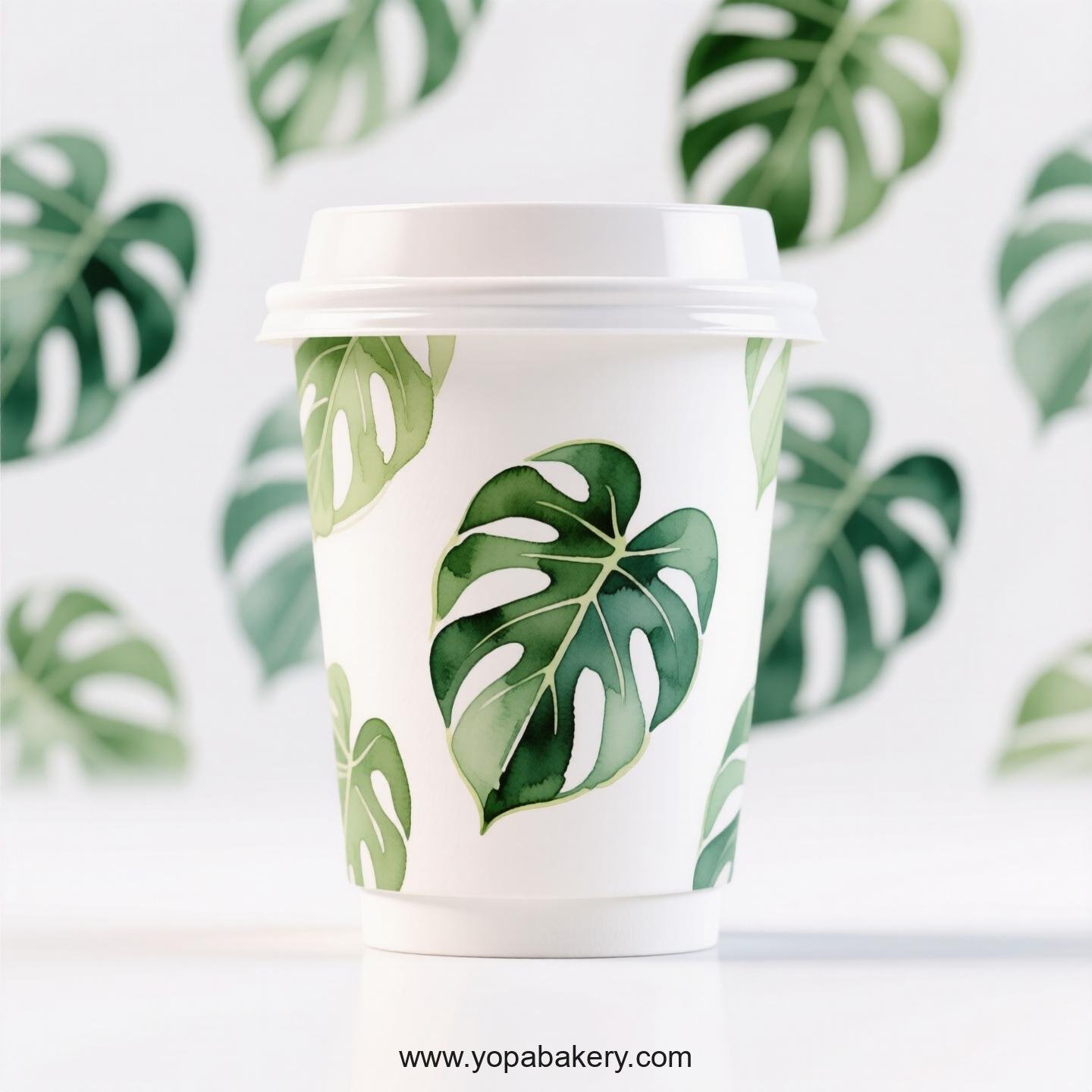 Disposable Alocasia Design Coffee Paper Cups Factory: Perfect for Bakeries